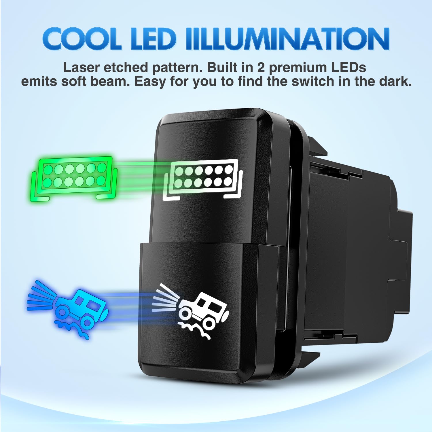 Nilight Led Light Bar & Off-Road Lights Dual Push Button Switch 12V On Off Switches With Connector Wire Kit 1.54'' X 0.83'' Repl