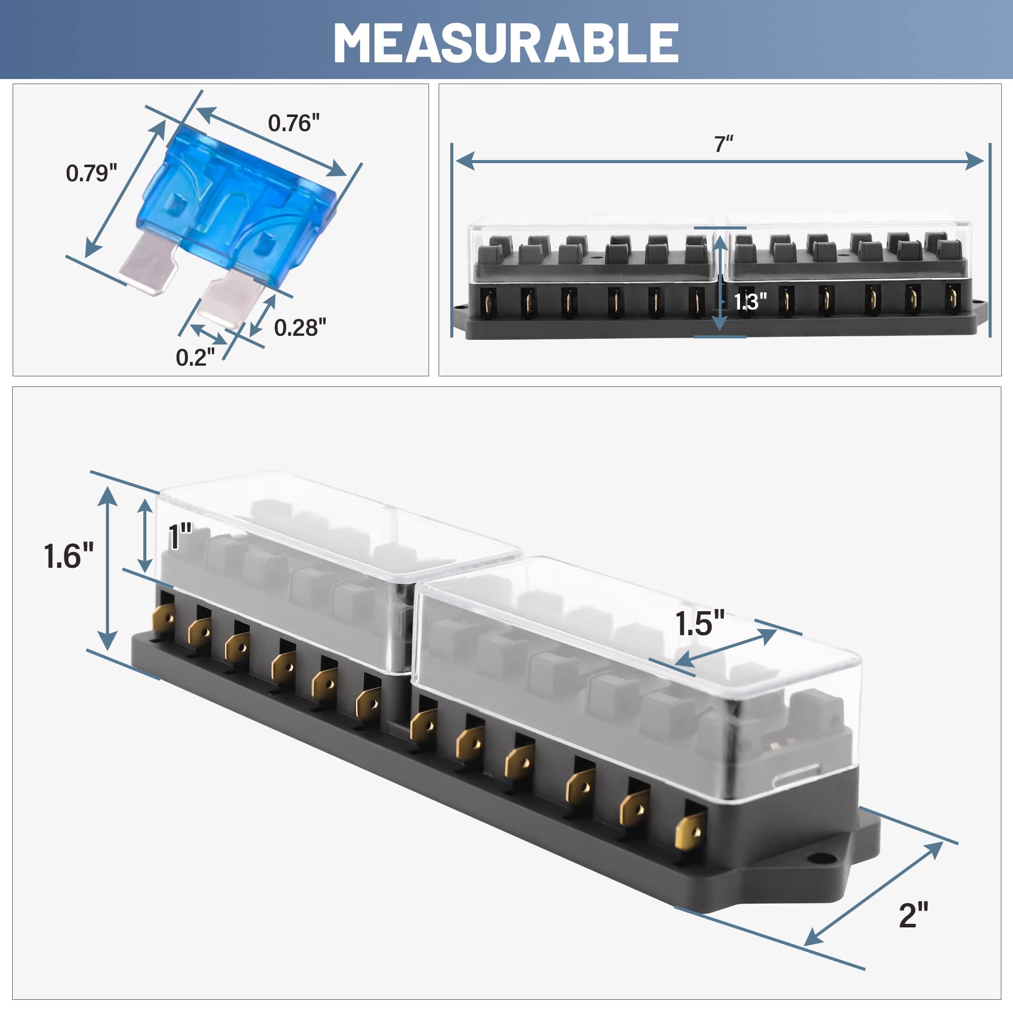 RED WOLF 12 Way Fuse Block Blade Box Holder Standard Circuit Fuses Holder Fit Car Trailer Truck SUV Boat Marine Auto RV Power Di