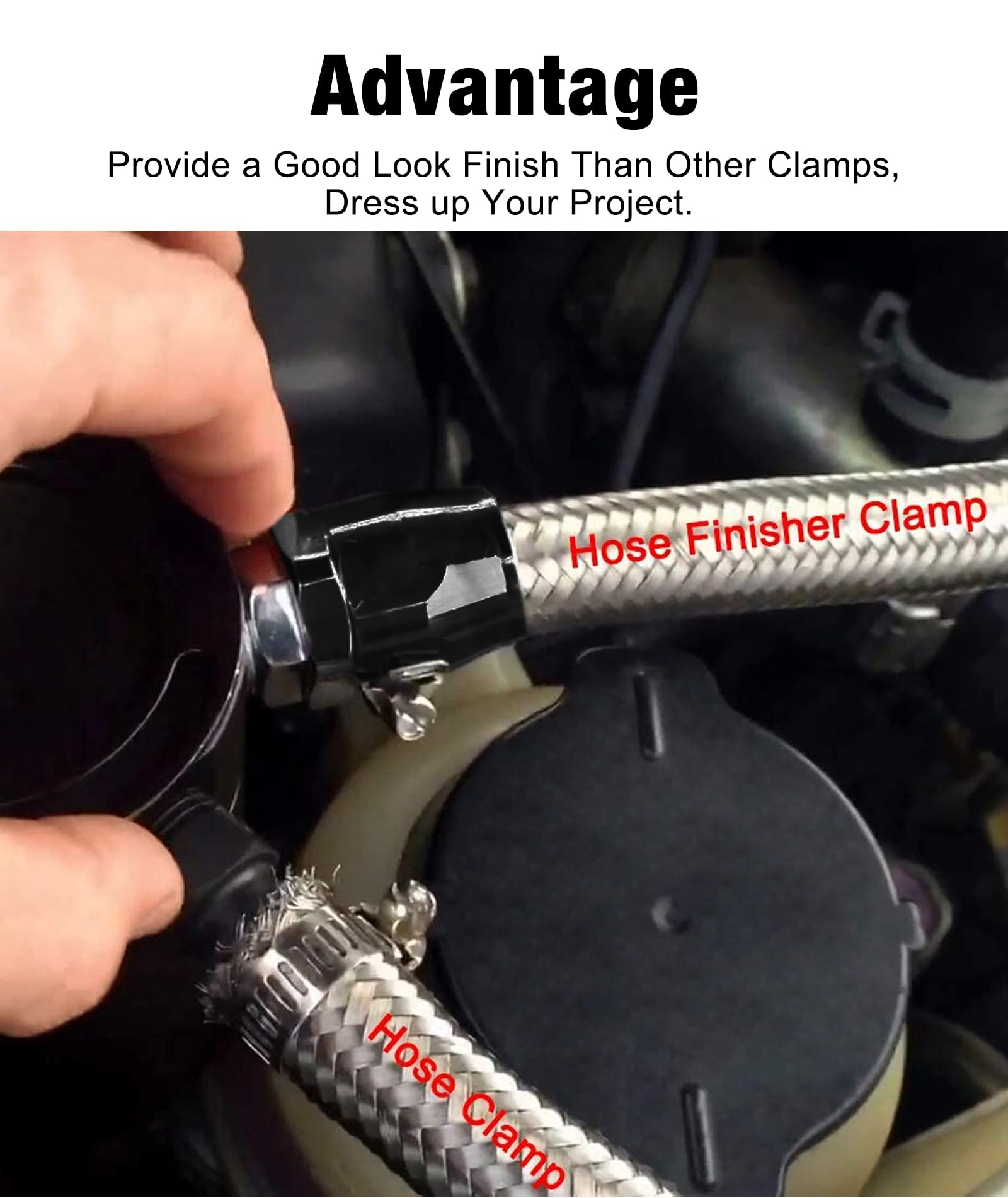 Evil Energy 6An Hose Finisher Clamp Aluminium Black For Stainless Braided Hoses,Rubber Hoses End Finisher