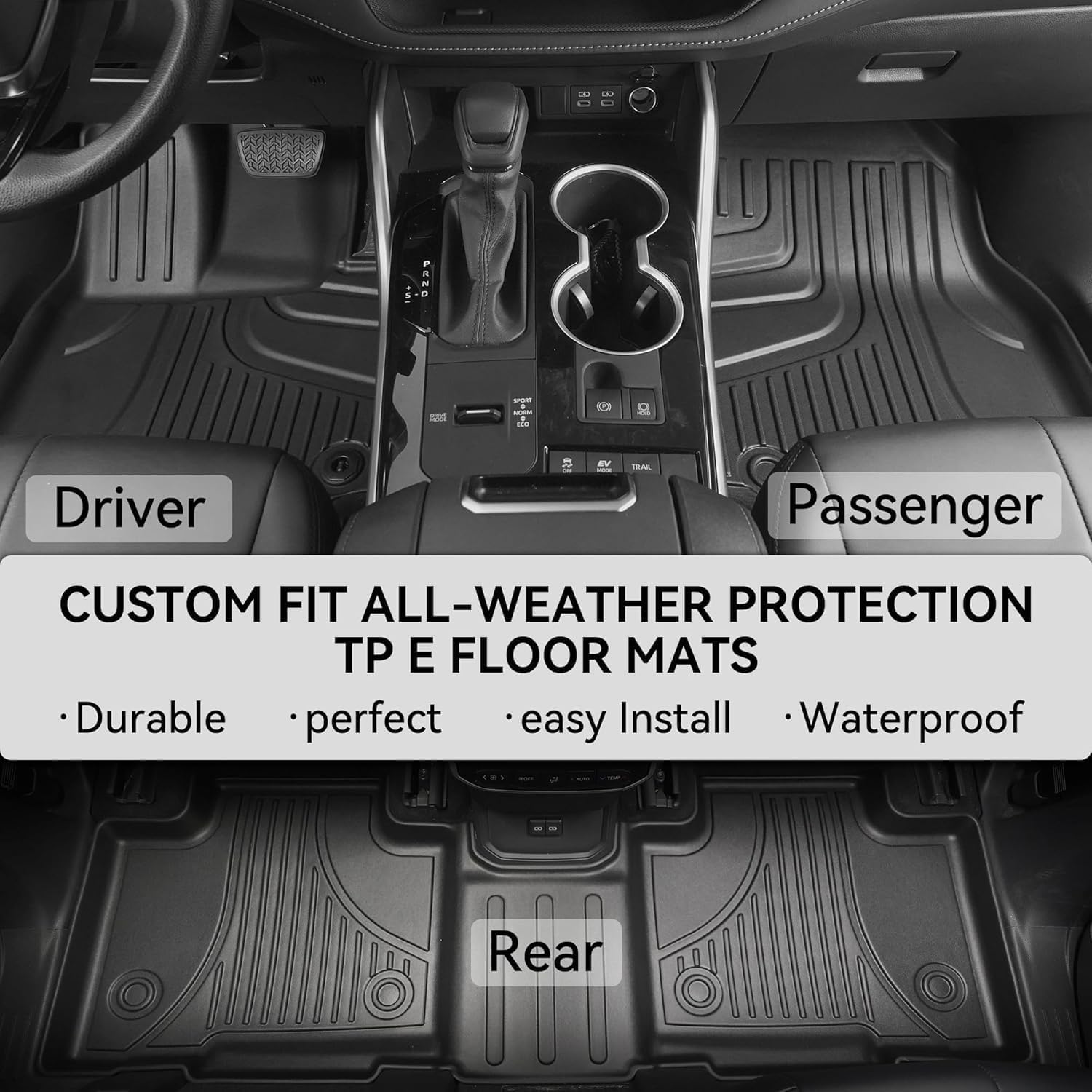 Aomsazto Floor Mats And Cargo Mat Compatible With 2020-2025 Toyota Highlander (7 Seats Only): Heavy Duty Tpe All Weather Protect