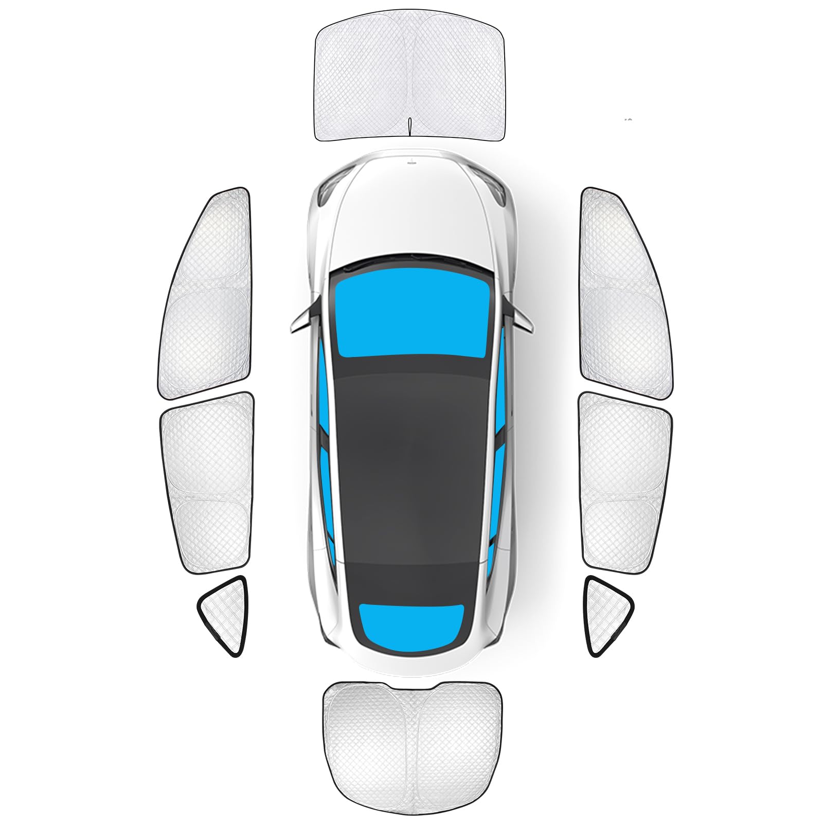 Kmf Windshield Sun Shade Replacement For Tesla Model Y Accessories 2020-2024, Side Window Sun Shade Cover Sun Visor Shield Cover