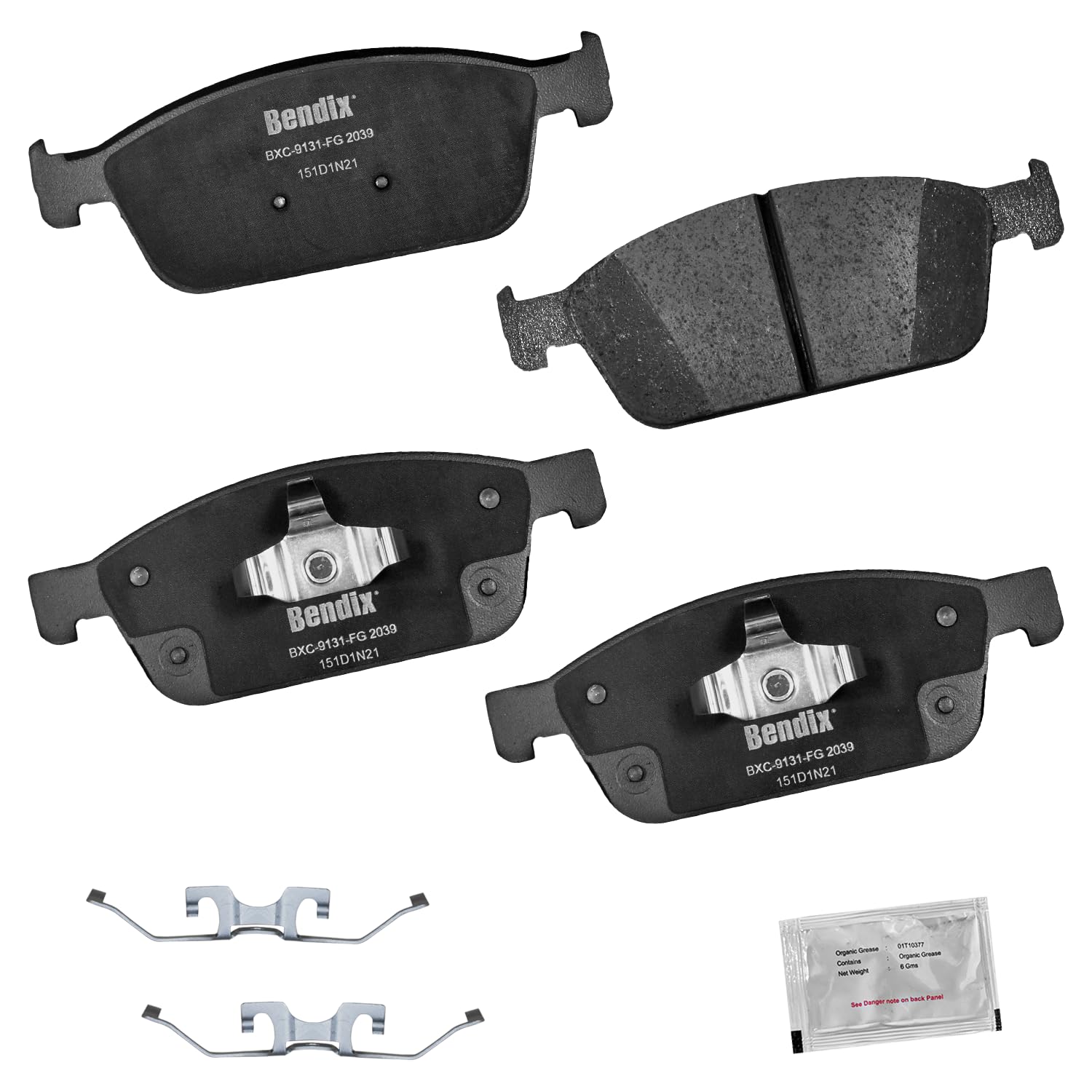 Bendix Priority1 Cfc2039 Ceramic Front Brake Pads For Ford Escape 2019-2017, Transit Connect 2017-2014, Lincoln Mkc 2019-2018
