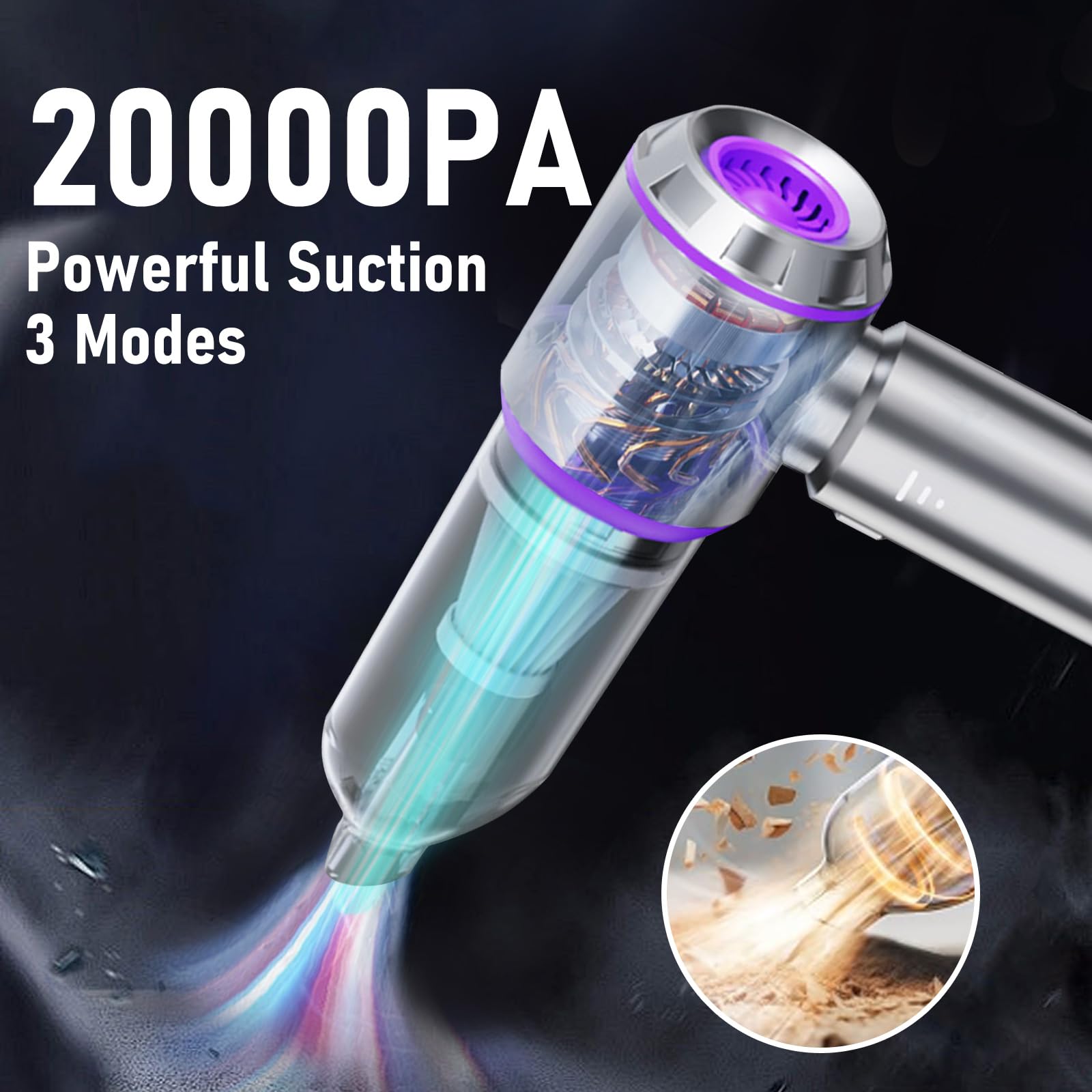 Car Vacuum Portable Cordless 20000Pa High Power Mini Vacuum Cleaner 4-In-1 Compressed Air Duster & Air Blower & Pump Hand Held V