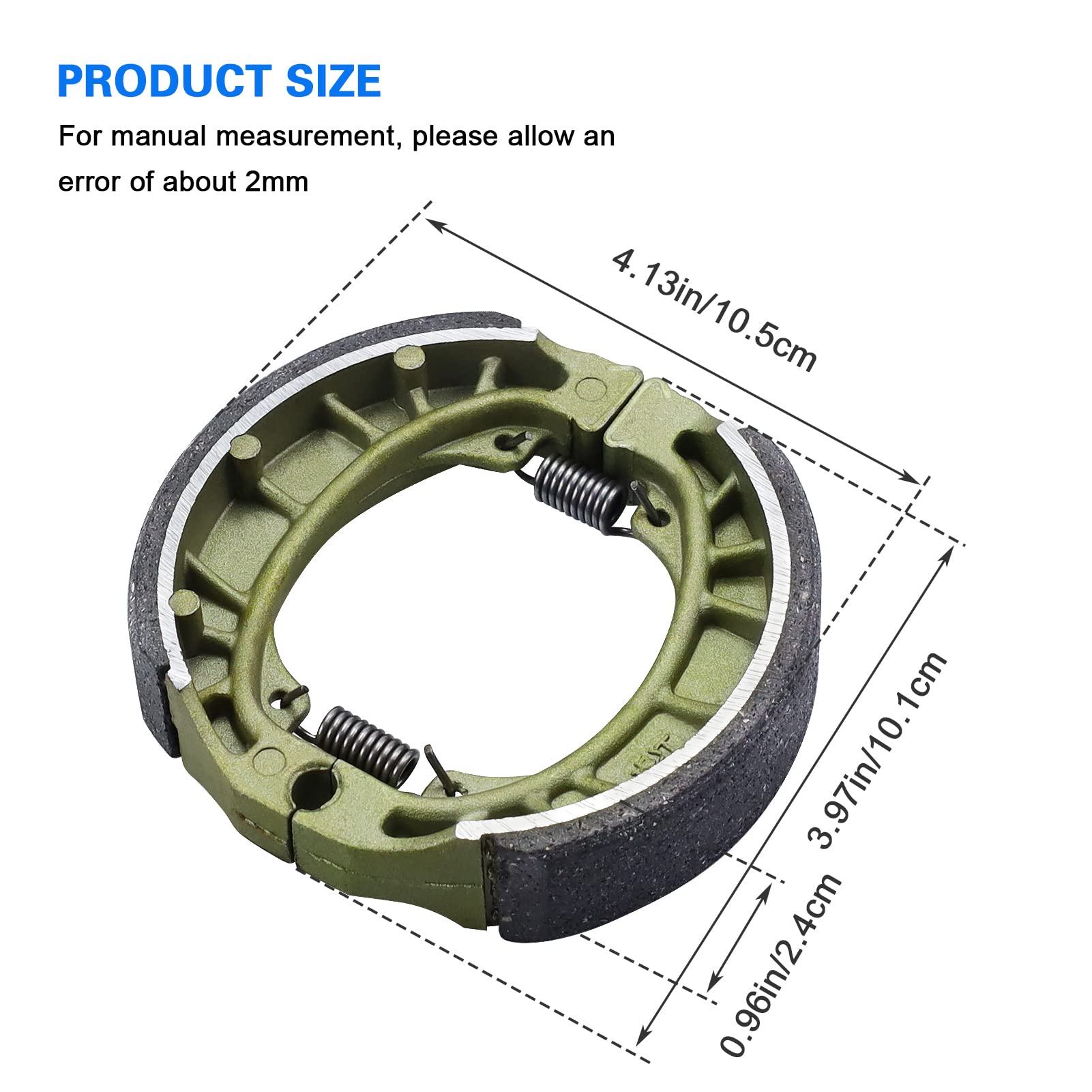 Bt200X Ct200U 105Mm Rnigs Drum Brake Shoes Pads For 6.5Hp 196Cc Baja Mb165 Mb200 Coleman Bt200X Ct200U Ct200U-Ex Massimo Motorsports Mini Bike Crf70 Taotao Gy6 49Cc 50Cc Scooter Moped Atv