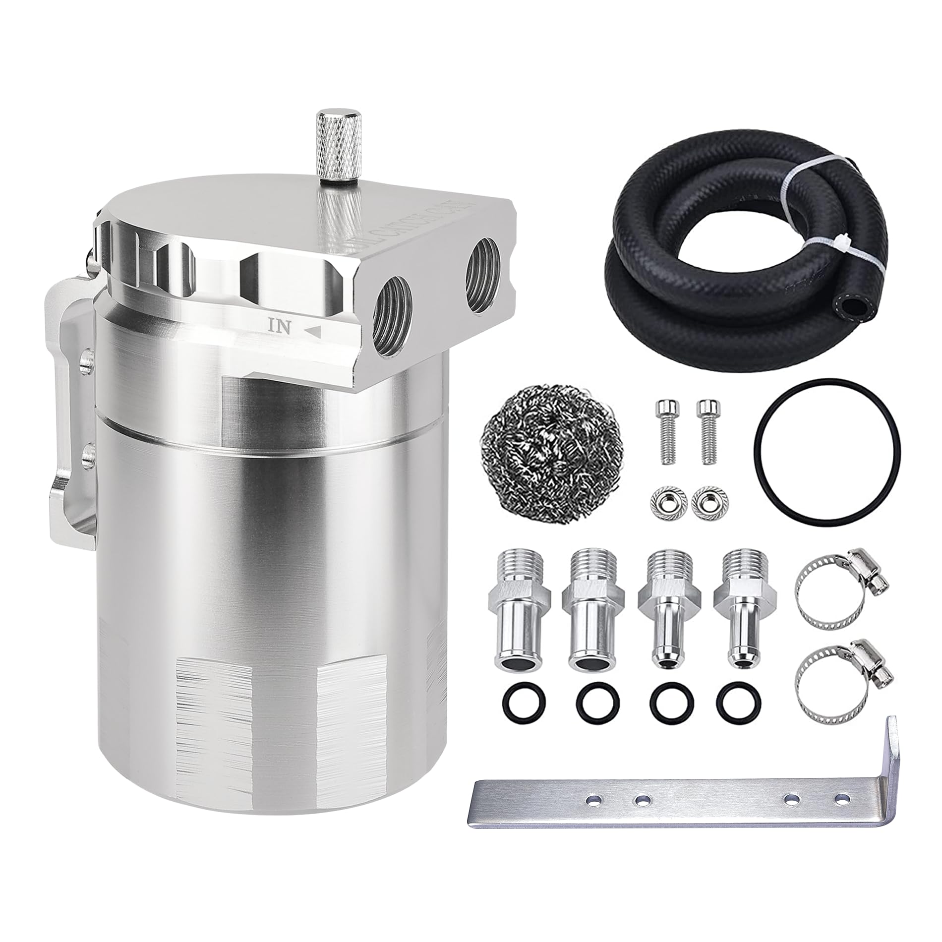 Evil Energy Baffled Oil Catch Can,Oil Separator Catch Can 300Ml Universal Aluminum Silver