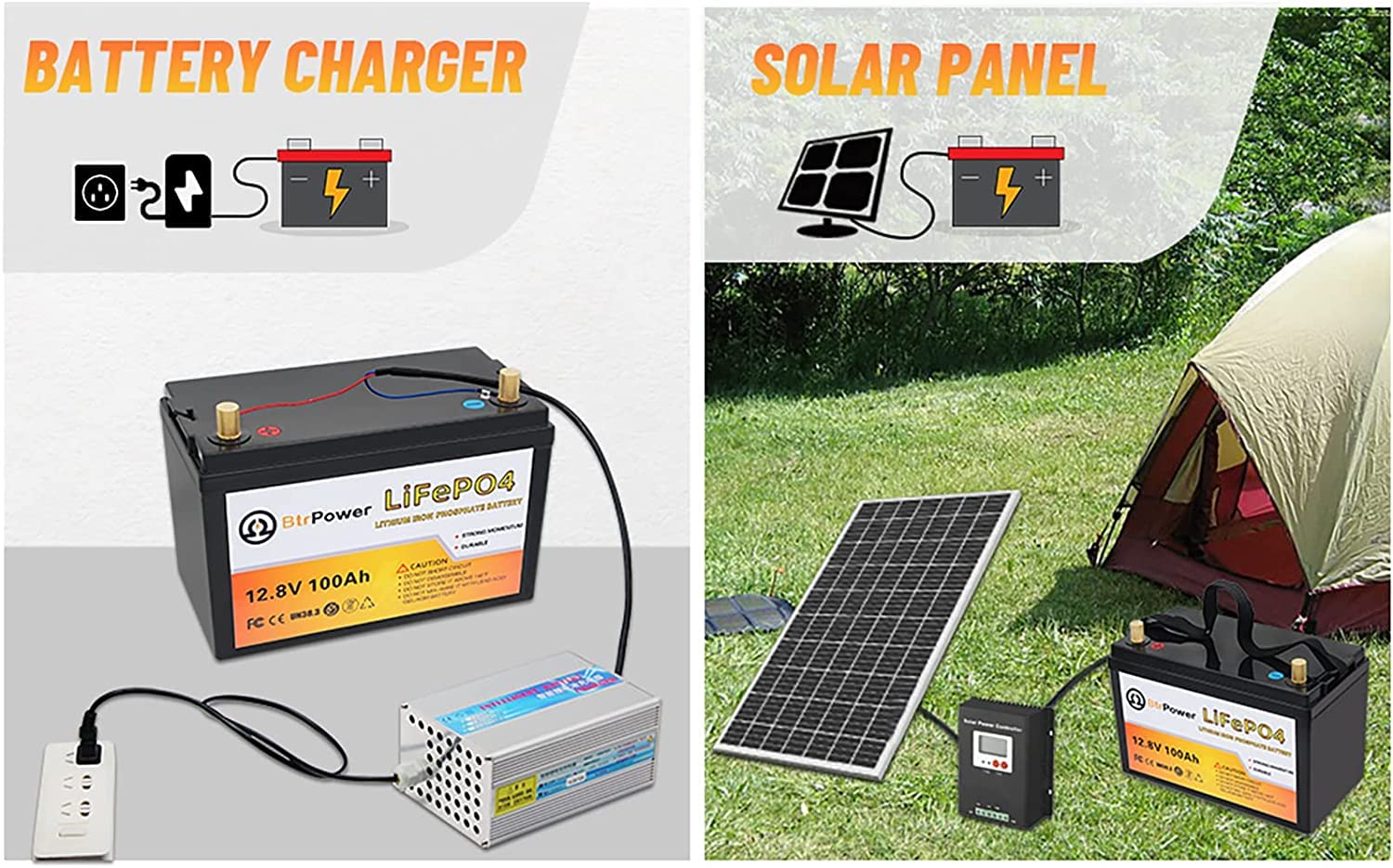 12V Lifepo4 Battery 100Ah,5000+ Deep Cycle Lithium Battery With 14.6V 10A Charger,100A Bms For Home Storage,Trolling Motor,Rv,Of