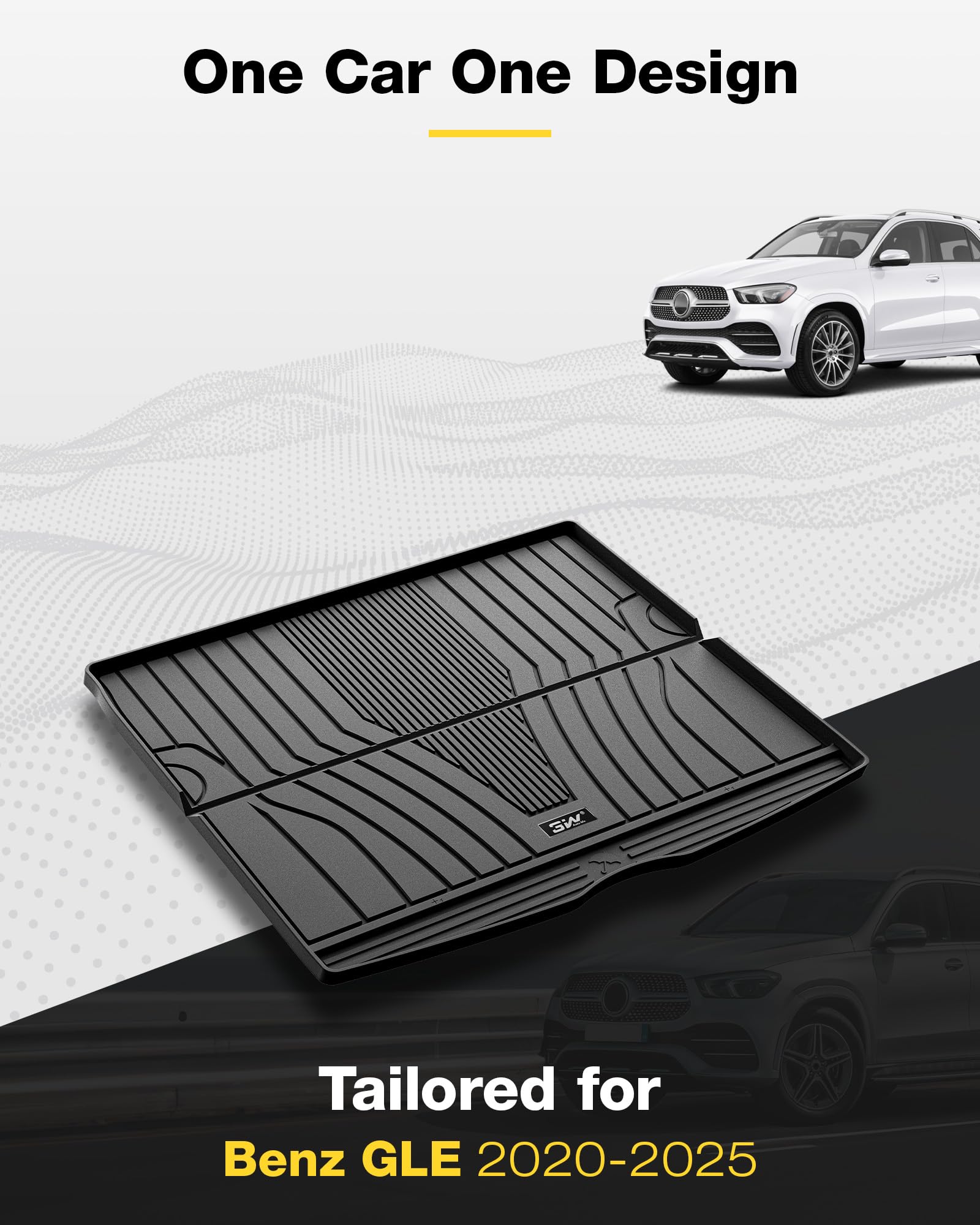 3W Cargo Liner For Mercedes Benz Gle 2020-2024 2025 Trunk Mat Heavy Duty All Weathe Custom Fit Trunk Liner For Mercedes Benz Gle