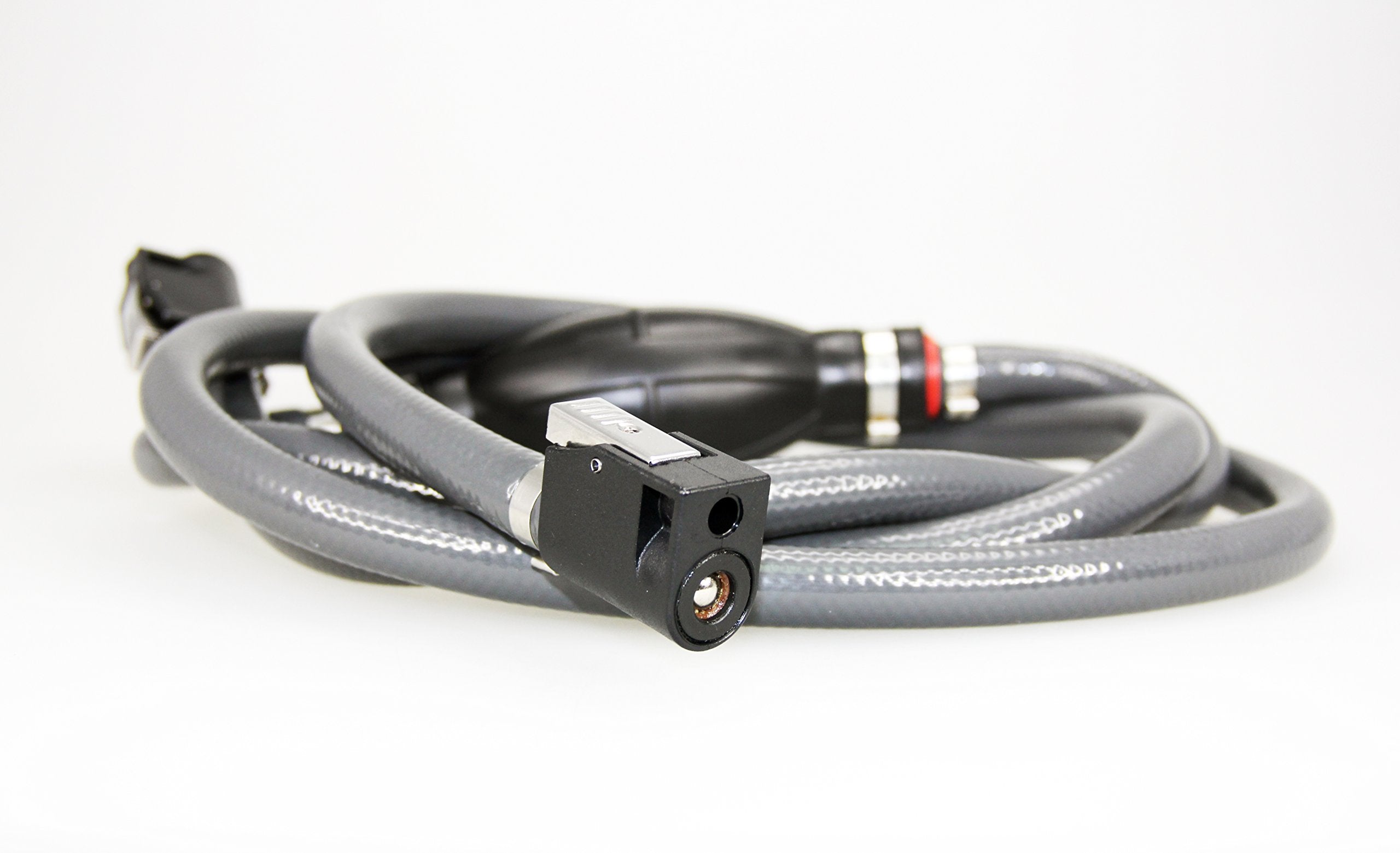 Pactrade Marine Grey Durable Fuel Line Assembly Hose Barbs Rubber Primer Bulb Lengthy 7 Ft Feet Resistant Material Cover Fuel Flow (3/8' Hose, Mercury Connectors)