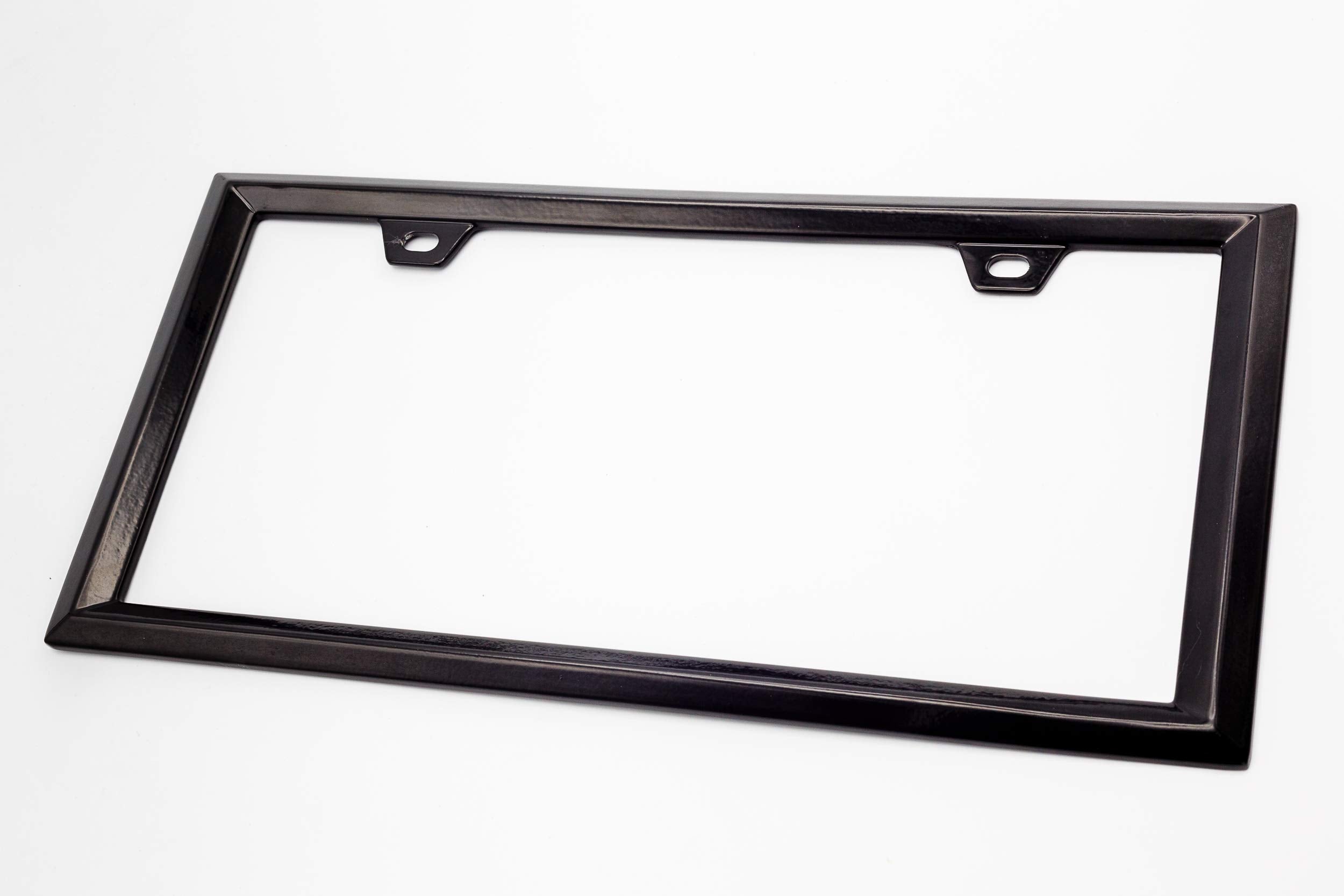 Creathome 3D Modern Brilliance Black License Plate Frame with Zinc Alloy Metal with Triangle Patterne