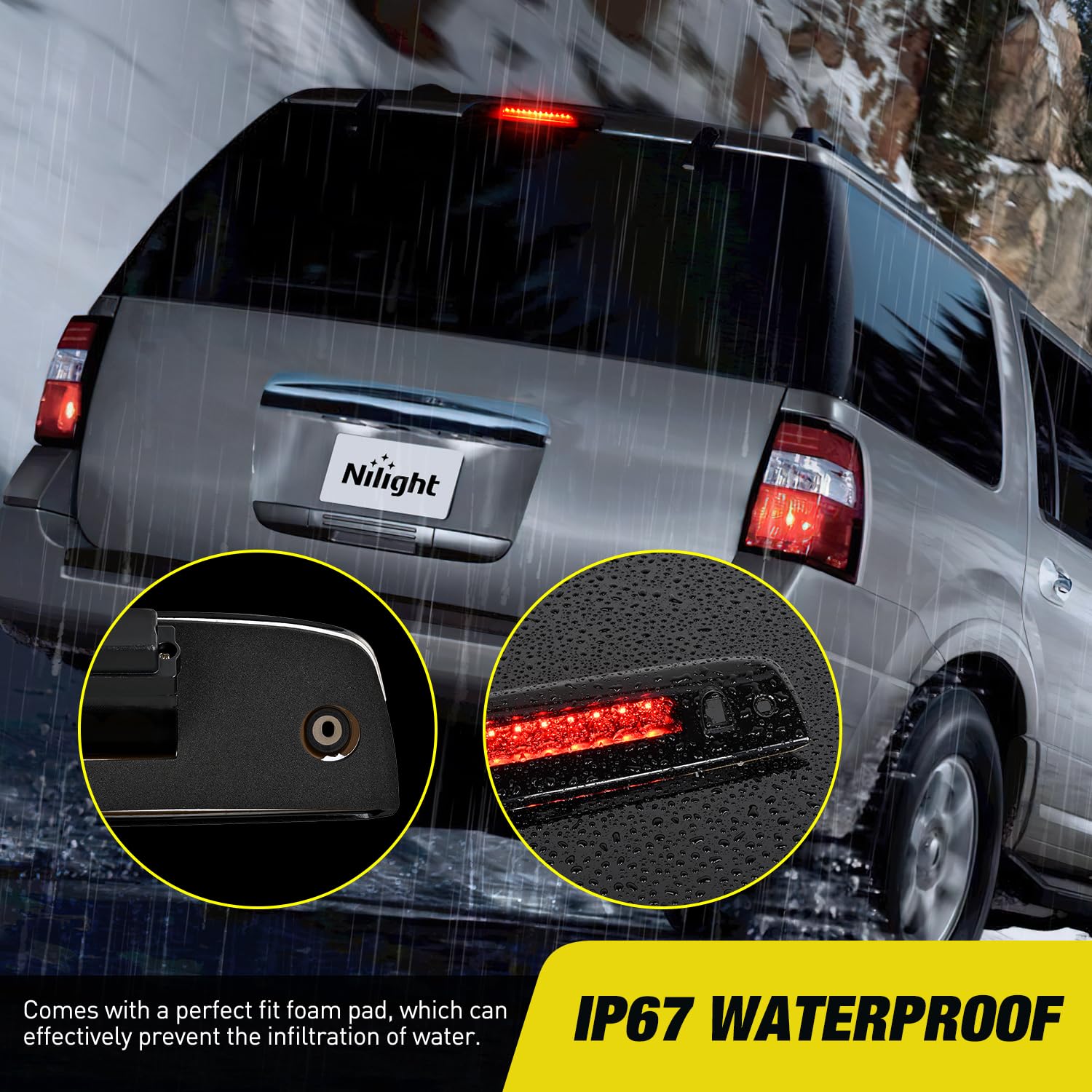 Nilight Third Brake Light Tail High Mount 3Rd Stop Lights Smoked Lens Compatible With Ford Expedition Lincoln Navigator 2003 200