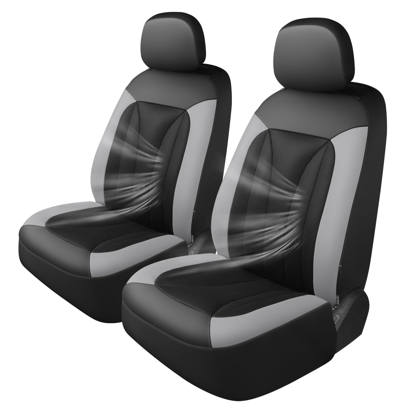 Giant Panda Fit Gmc Sierra 1500 2500 3500 Canyon Front Car Seat Cover, 3D Air Mesh Breathable Seat Protector(Grey) 2-Pack