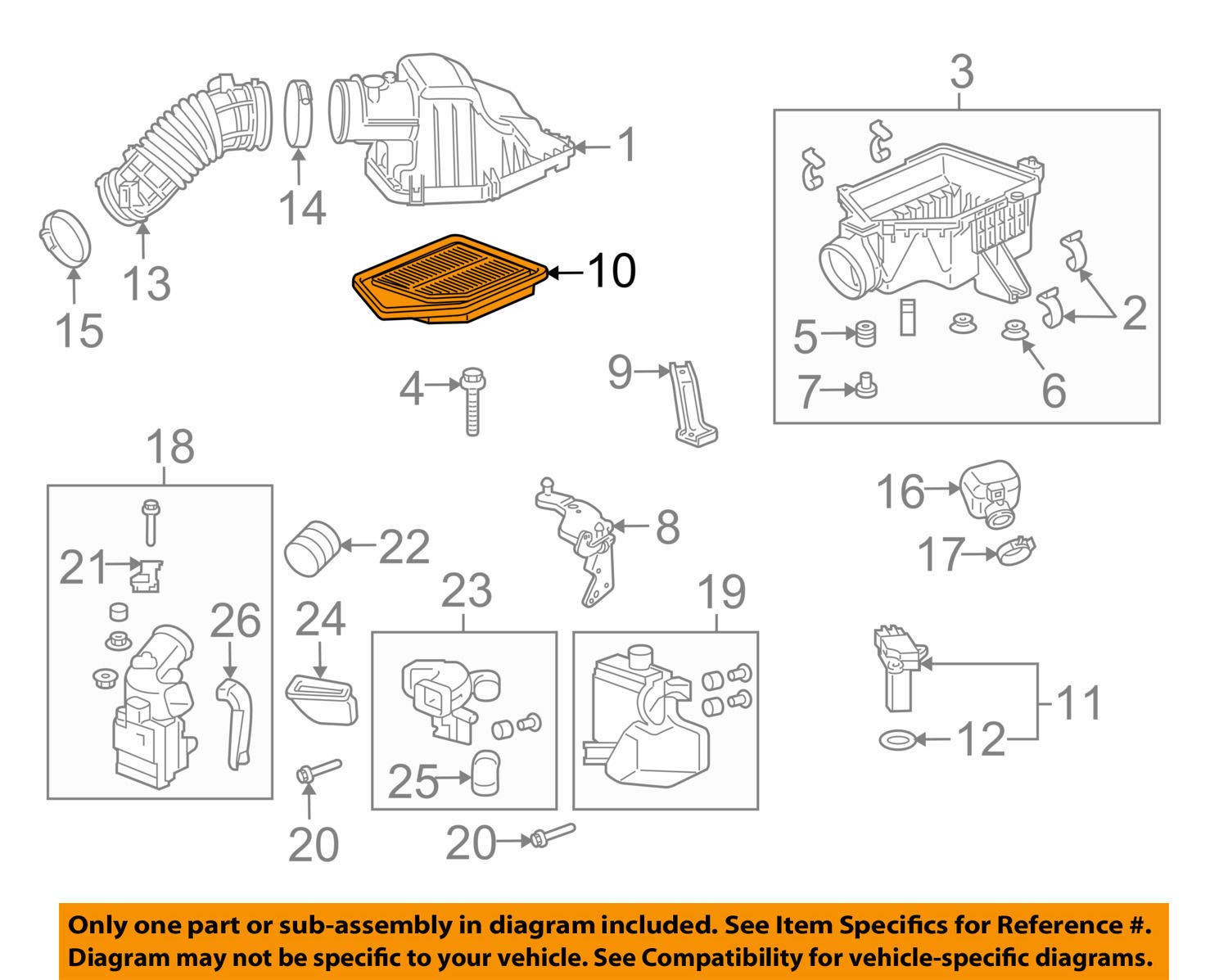 Honda Genuine 17220-REZ-A00 Air Cleaner Element, Regular