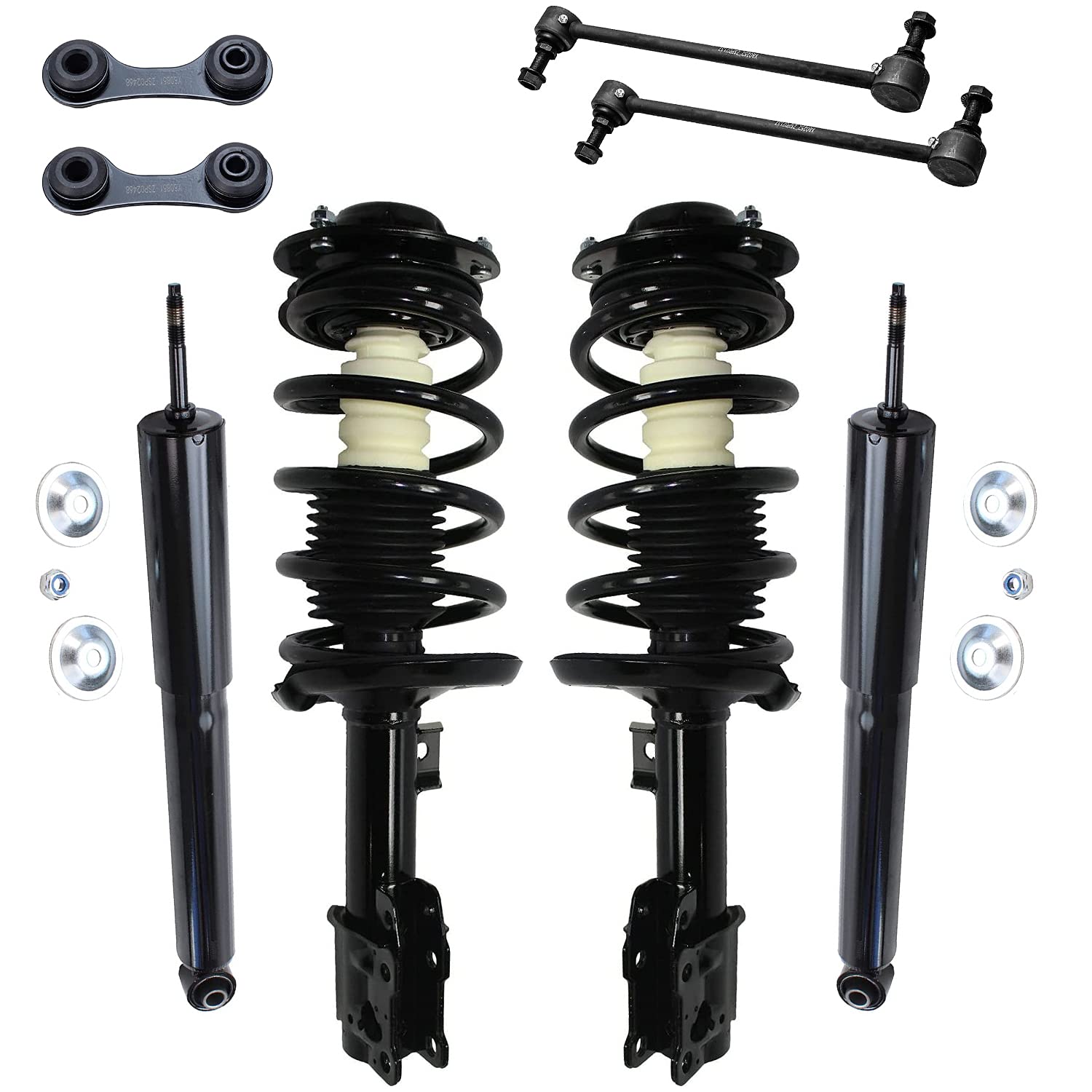 Detroit Axle - 8Pc Struts Shocks Kit For Chevrolet Malibu Pontiac G6 Saturn Aura Complete 2 Front Ready Struts With Coil Springs