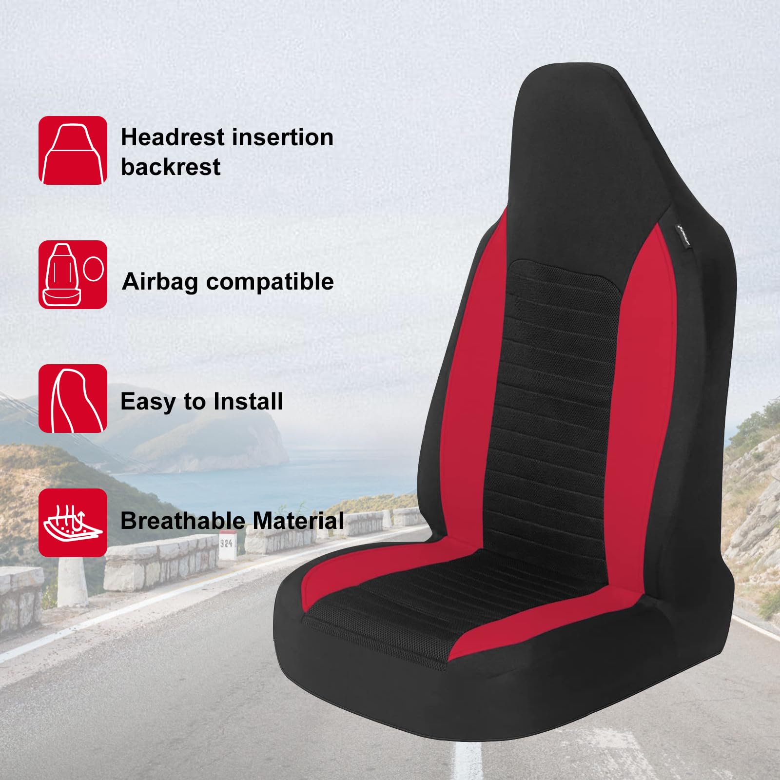 Autoyouth Car Seat Covers - Achieve The Perfect Combination Of Style And Protection With Universal Fit For Sedan, Truck, Suv - Black Red
