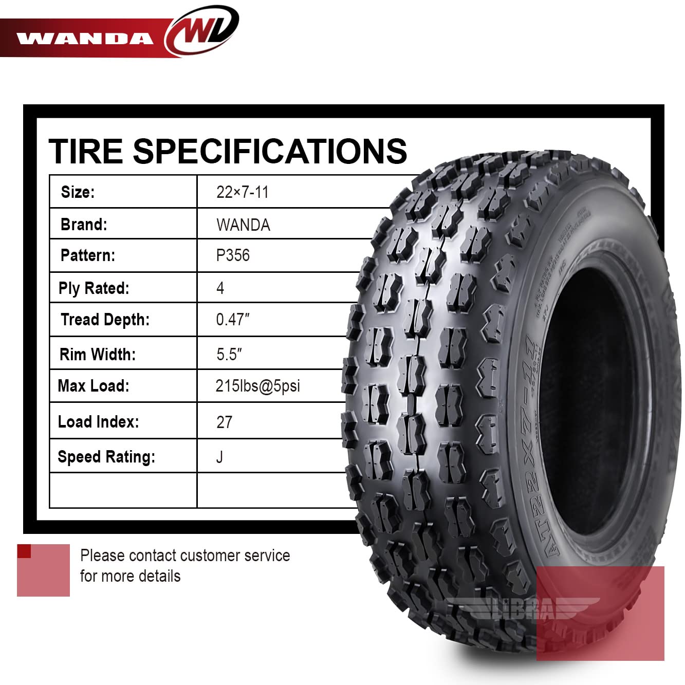 Set 2 Wanda Sport Atv Tires At 22X7-11 22X7X11 Gncc (Grand National Cross Country) Race Tire Tires For Honda Recon 250 Suzuki Oz
