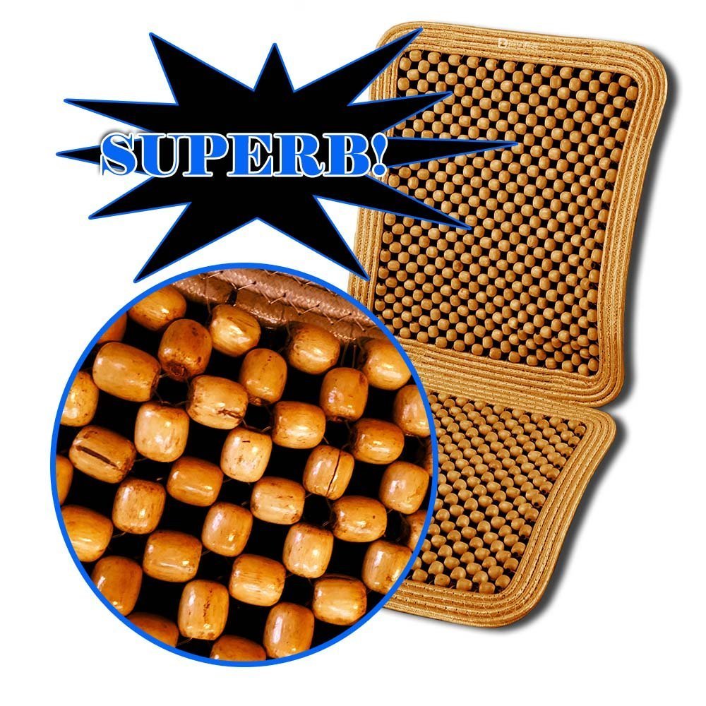 Zento Deals Natural-Wood Beaded Seat Cover With High Ventilation (Natural Wood1)