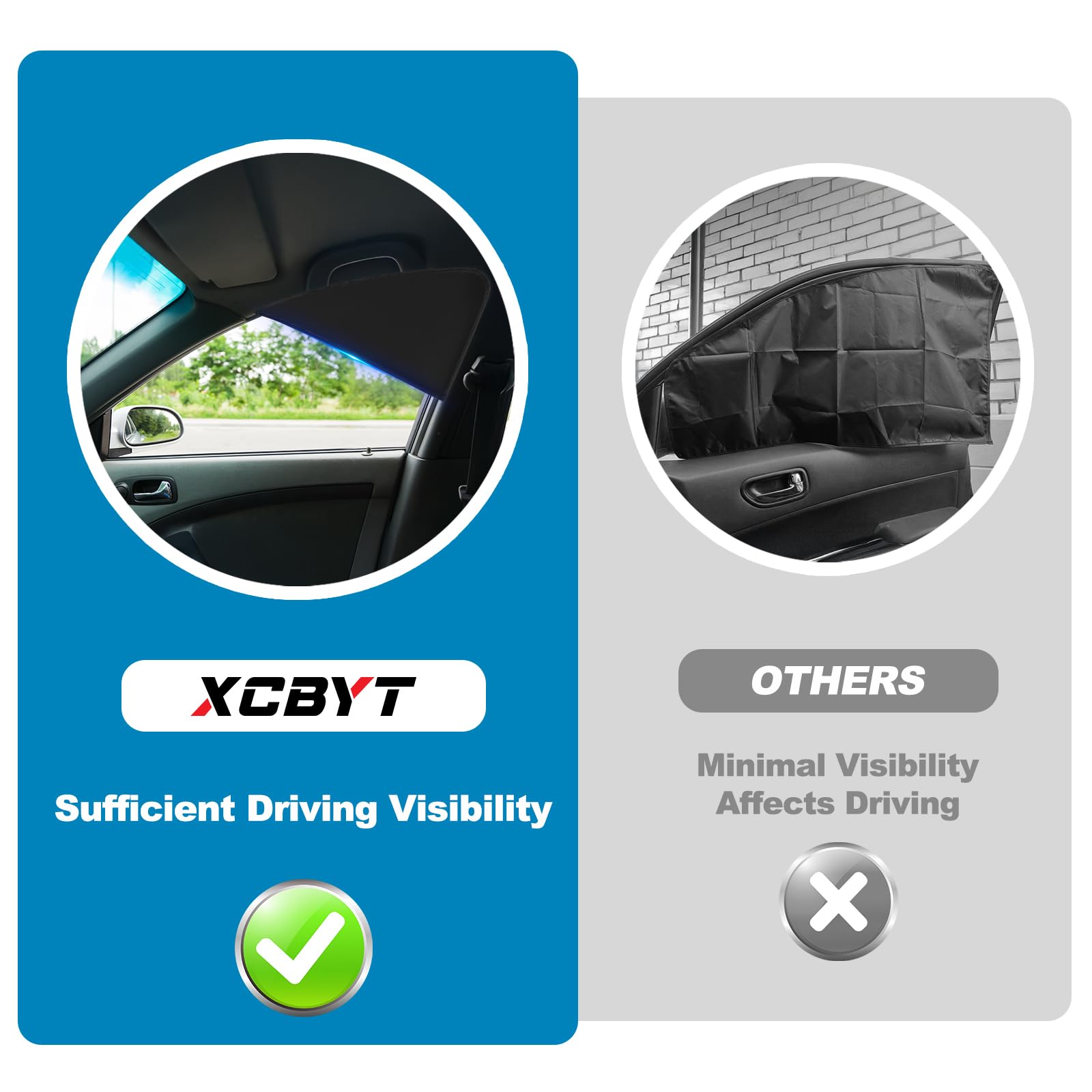 XCBYT Magnetic Car Window Shades for Driver, 2 Pack Front Side Window Sun Shades, Strong Magnets Sun Glare Blocker for SUV Truck