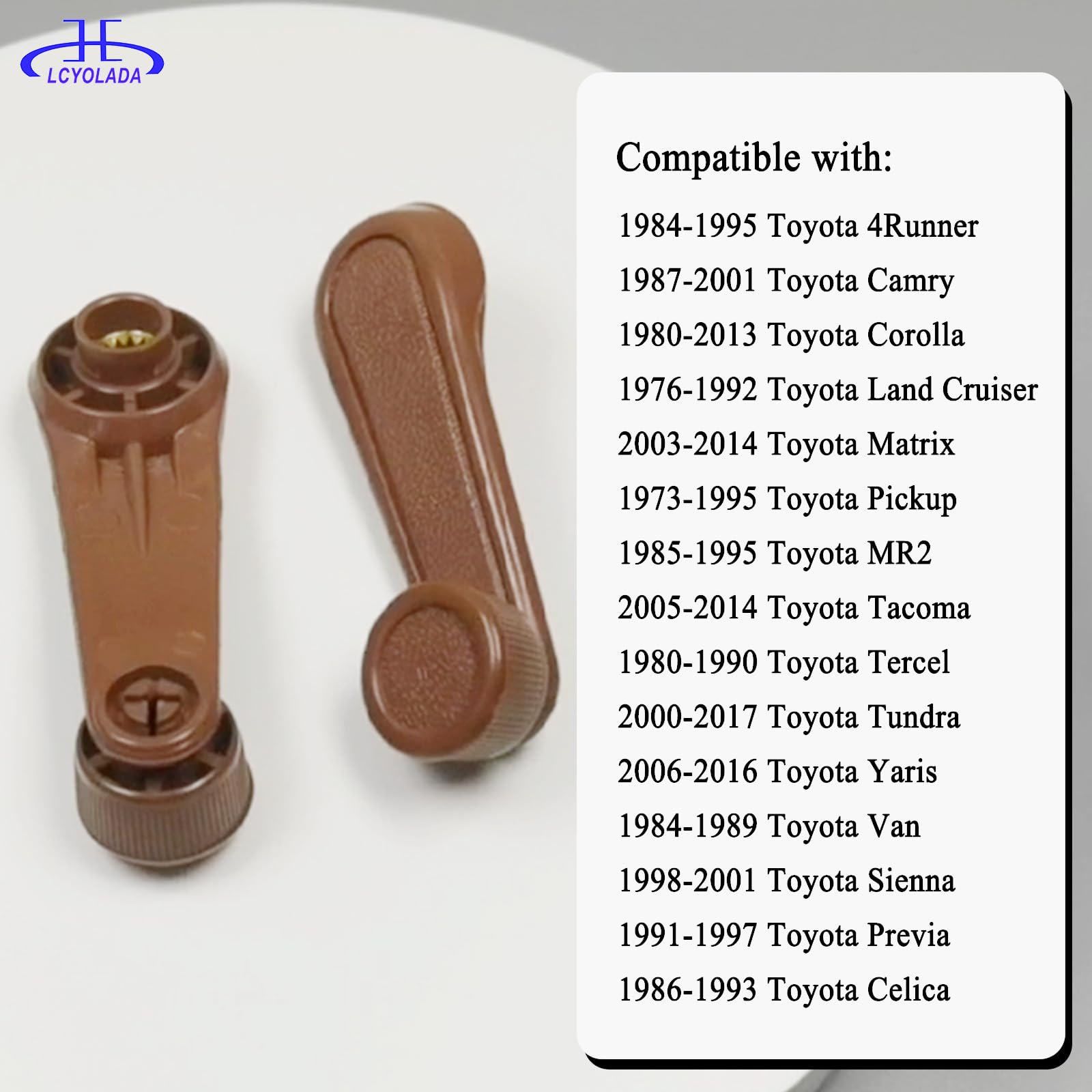 Lcyolada Window Crank Handle,Textured Brown,Compatible with 1973-2017 Toyota Tundra Yaris Matrix Tacoma Corolla Camry Sienna T10