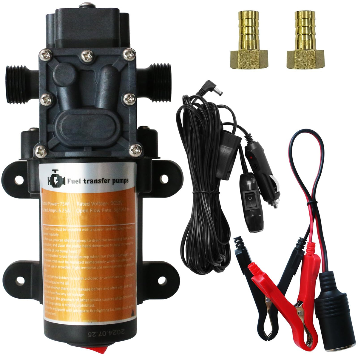 Steauty Portable DC 12V Electric Gasoline Transfer Pump, with 75W DC Motor, Moves Up to 110 Gallons of Gas or Diesel Per Hour, S