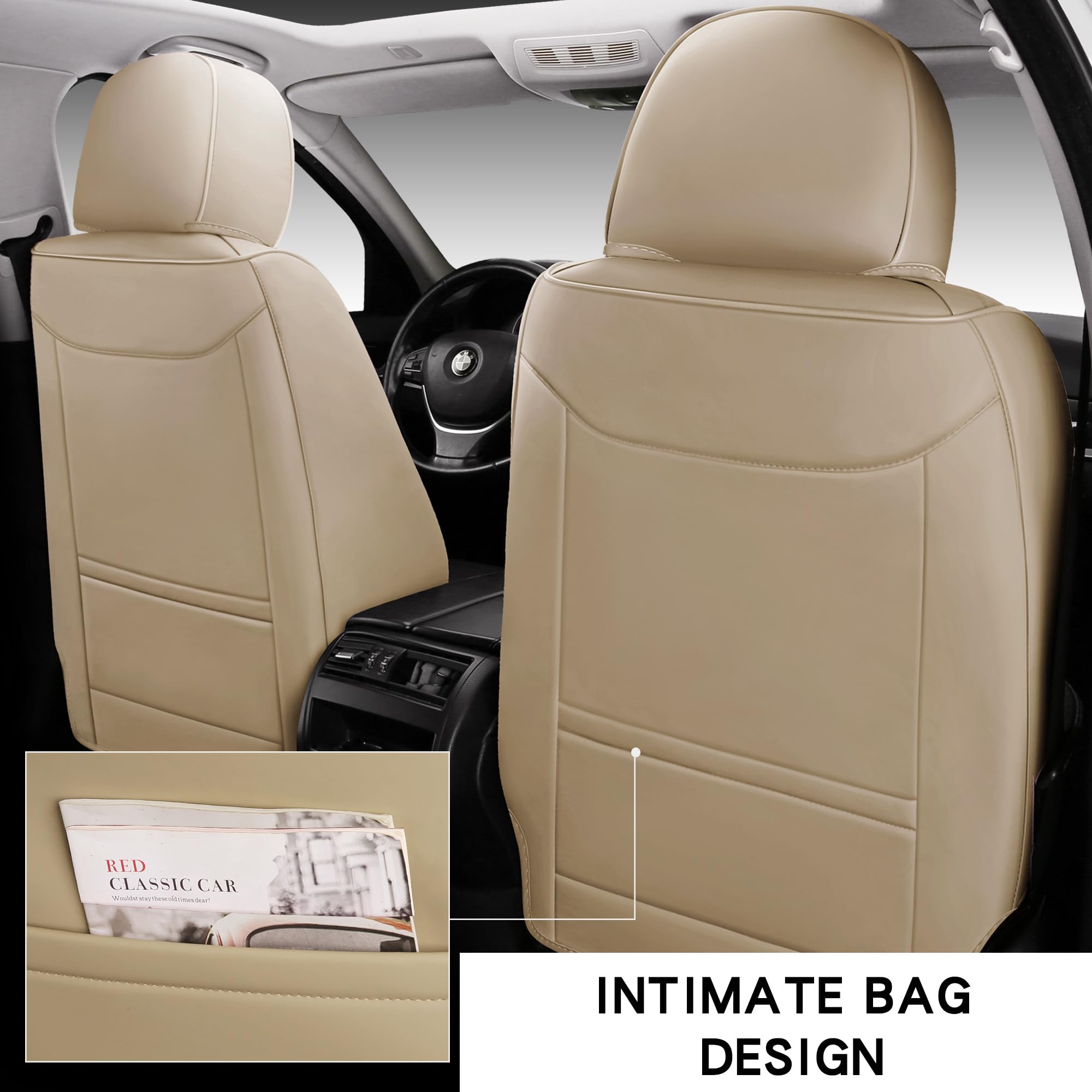 Isen-Coverauto Full Coverage Faux Leather Car Seat Covers,Automotive Seat Covers For Cars,Suvs Pick-Up Truck, Car Seat Cushion,