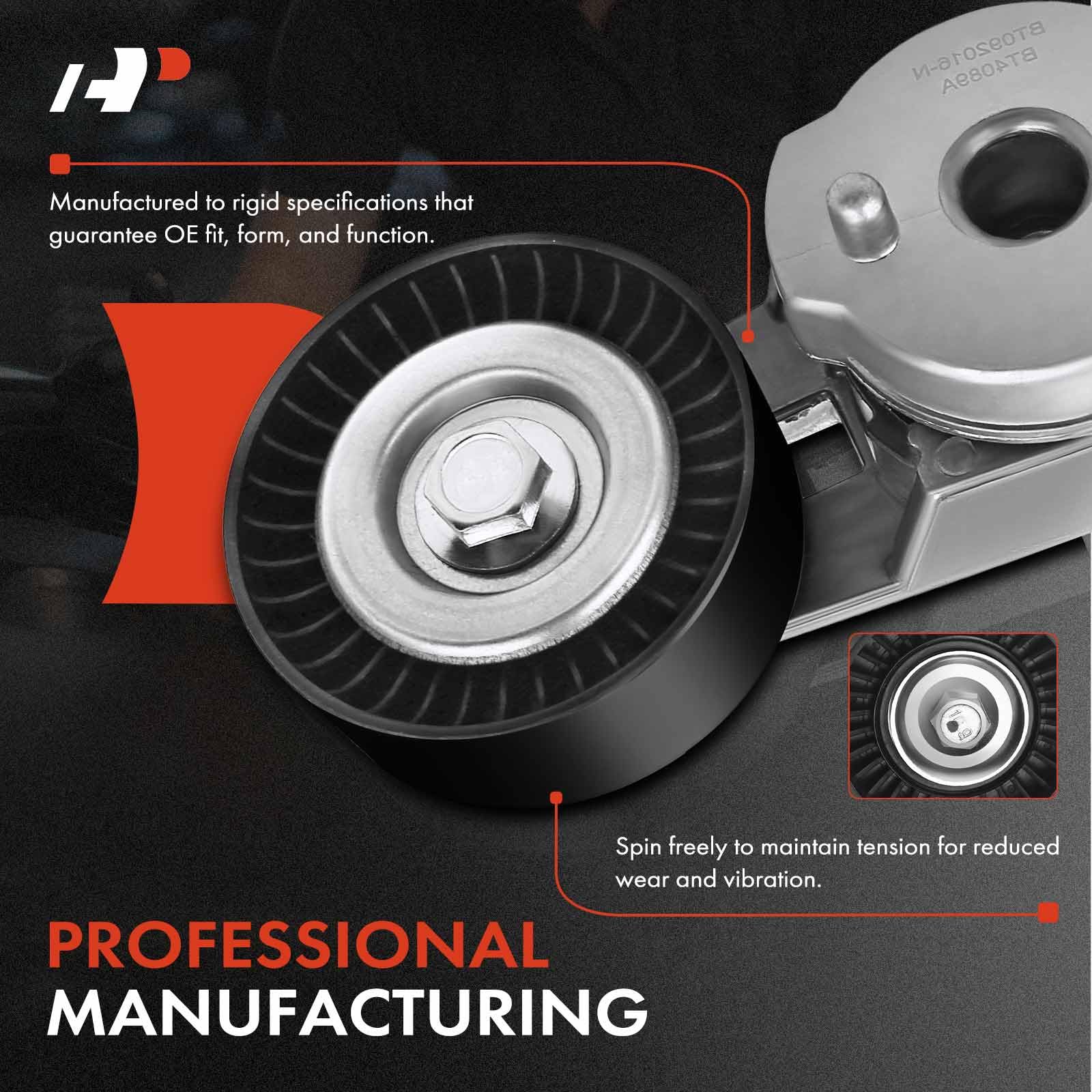 A-Premium Belt Tensioner Assembly With Pulley Compatible With 2000-2006 Jeep Wrangler 4.0L, 1999-2004 Grand Cherokee 4.0L, Repla