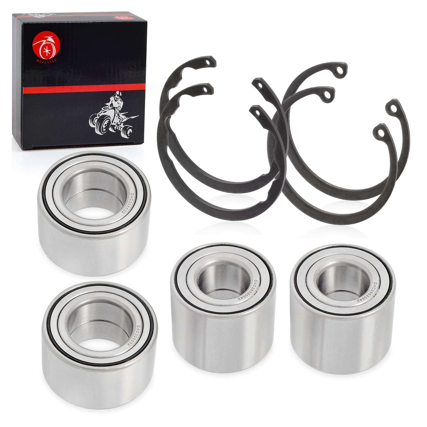 Wheel Bearing Front & Rear + Circlip For Kawasaki Teryx 750 Krf750 4X4 2008-2013 2Pcs-30X55X32 2Pcs-52X42X25 Heavy Duty Wheel Bearing