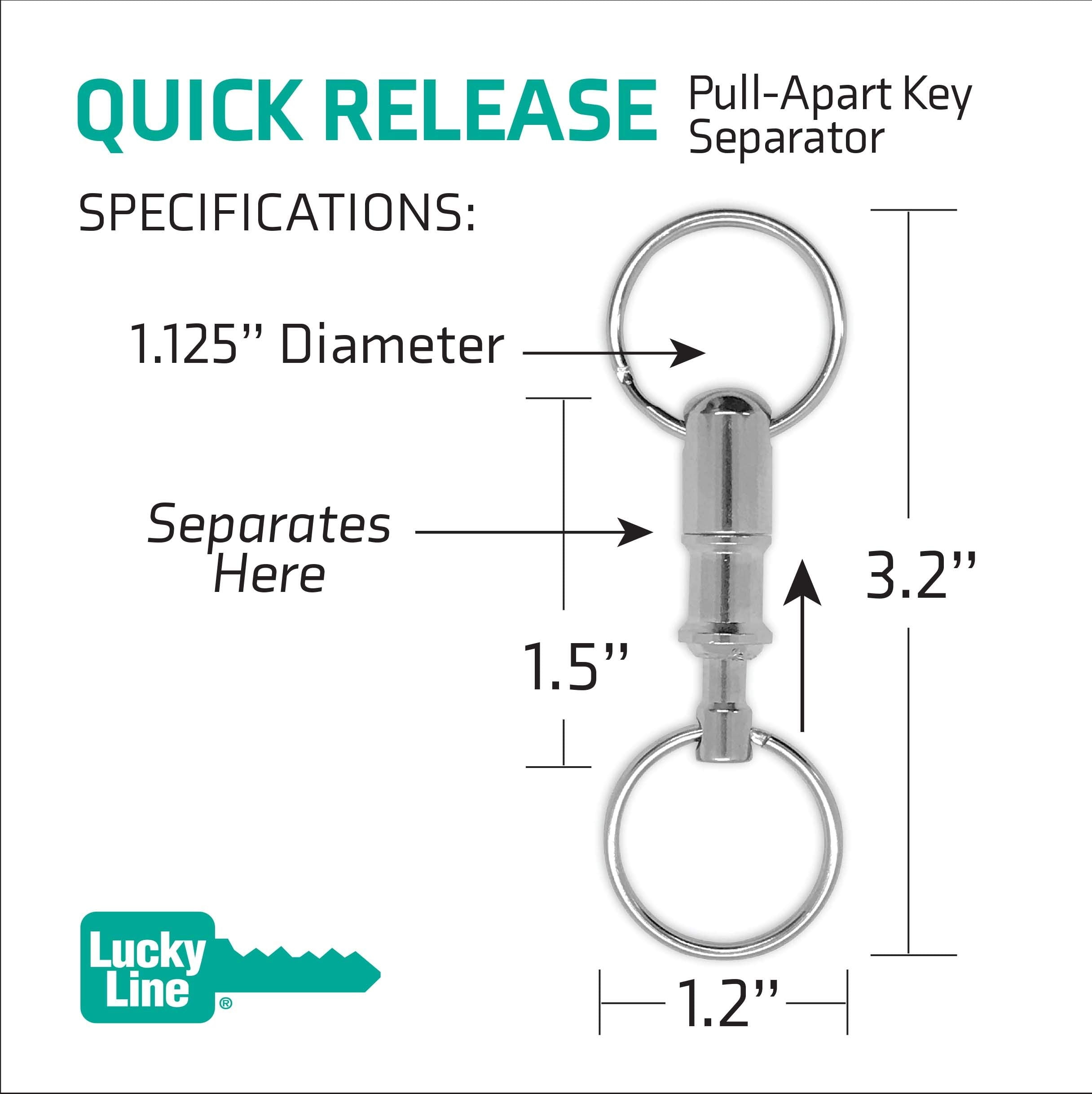 Lucky Line Quick Release, Pull-Apart Key Holder Separator, Pack Of 5, Silver (70705)