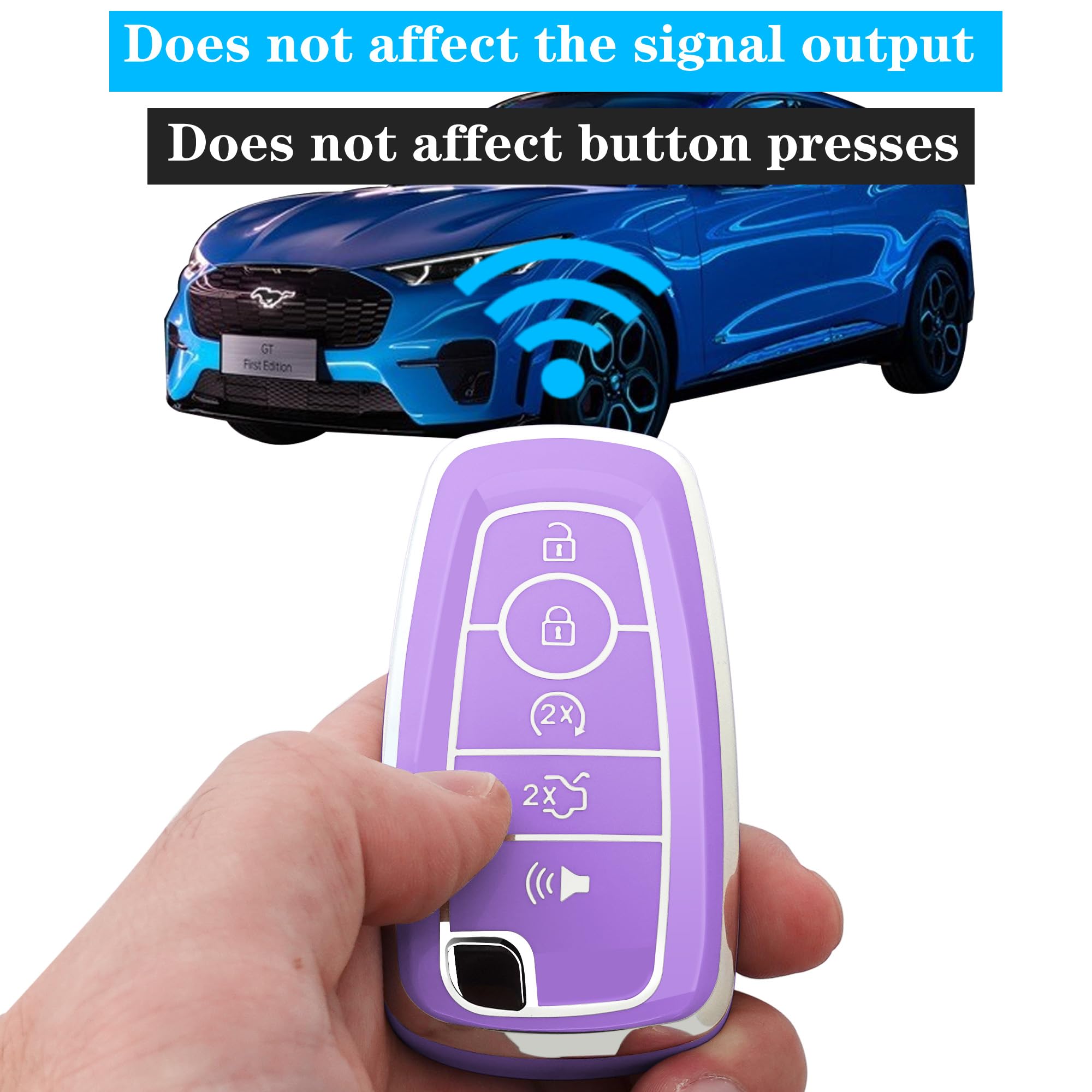 Kirsnda Key Fob Cover Case With Metal Keychain Compatible With Ford,Soft Tpu Key Case Fit Expedition For Mustang Fusion Ect, Sma