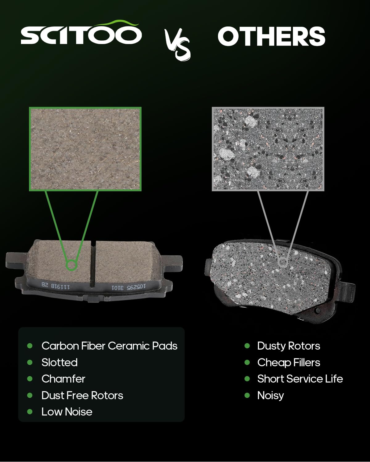 Scitoo Ceramic Front Rear Disc Brake Pad Set Fit For 2004-2006 For Lexus Rx330, 2007-2009 For Lexus Rx350, 2006-2008 For Lexus R