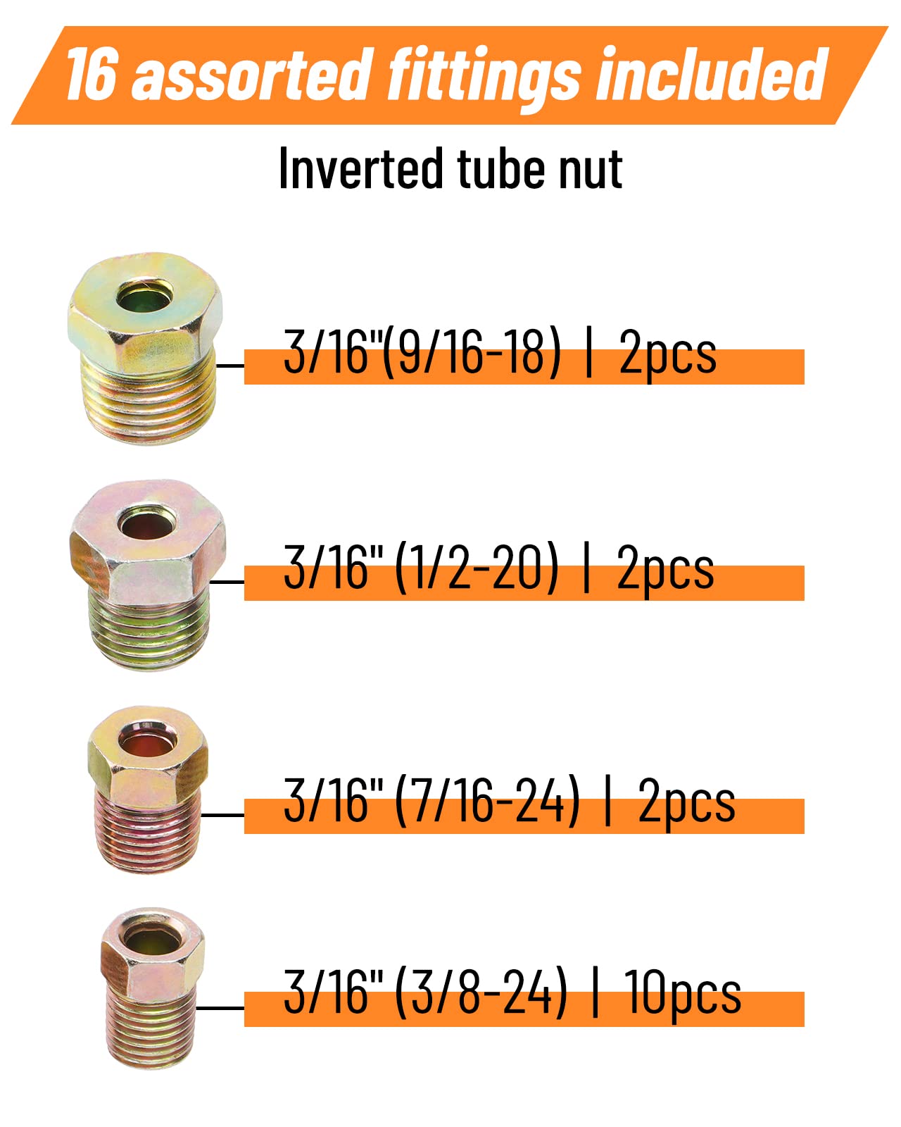Racewill 25 Ft 3/16 Copper Coated Brake Line Kit (Includes 16 Fittings And 4 Unions Brake Line Fittings) + Double & Single Flari
