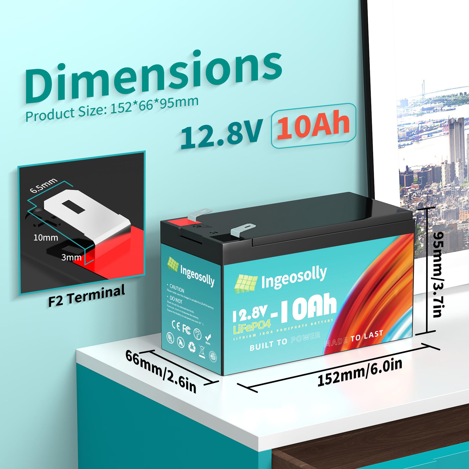 12V 10Ah Lithium Lifepo4 Deep Cycle Battery, 3000+ Cycles Rechargeable Battery Built In 10A Bms Iron Phosphate Batteries For Solar/Wind Power, Lighting, Power Wheels, Fish Finder And More