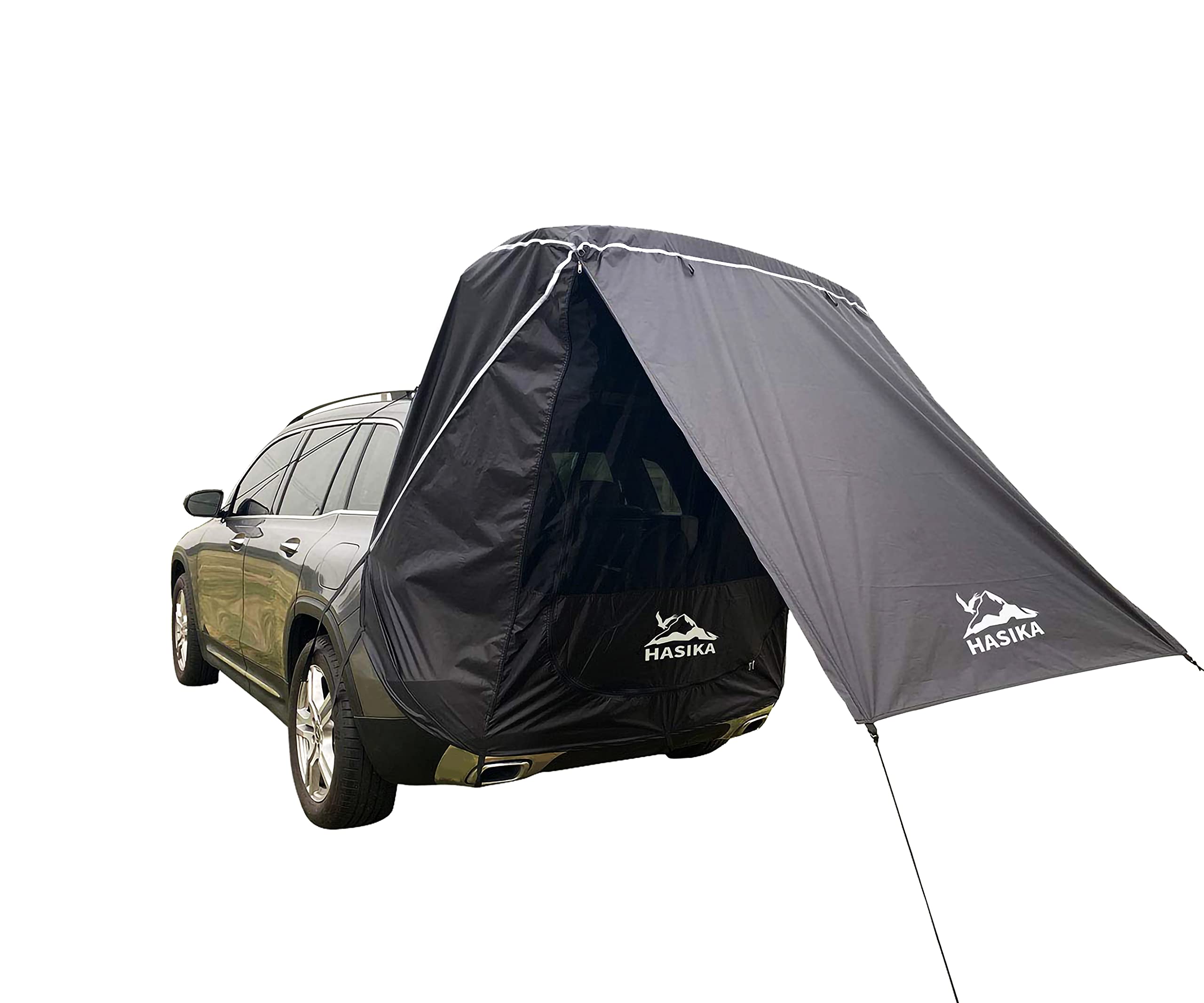 Hasika Suv Camping Tent Car Tailgate Shade Awning With Screen Net Midsize To Full Size Suv Van Waterproof 3000 Mm Upf 50+ Black 