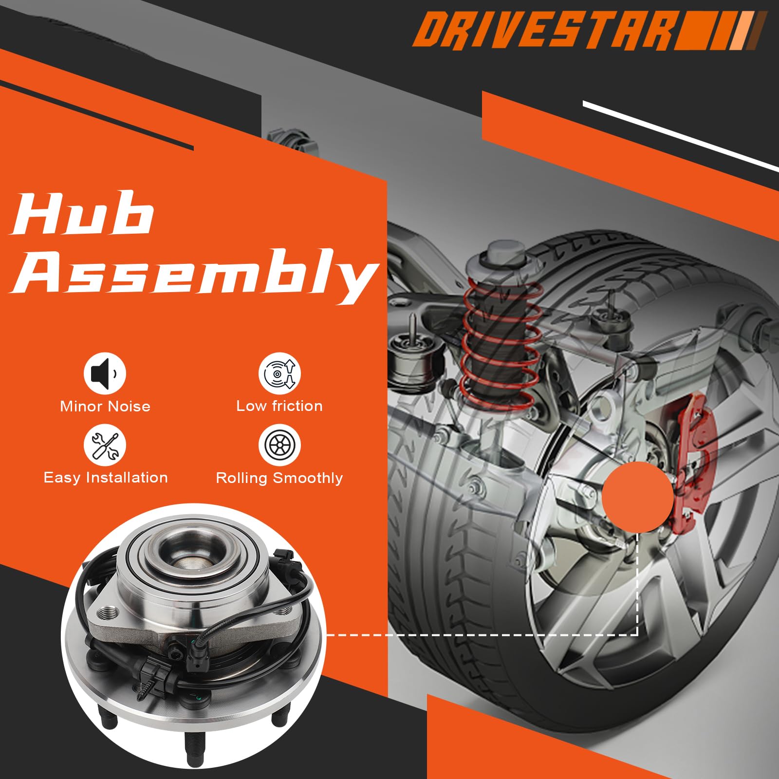 Drivestar ?2Wd Only? 515054 Front Driver Or Passenger Side Wheel Hub And Bearing Assembly For Chevy Silverado 1500 1999-2006, For Gmc Sierra 1500/Yukon 2000-06, For Cadillac Escalade 02-06, 6-Lug