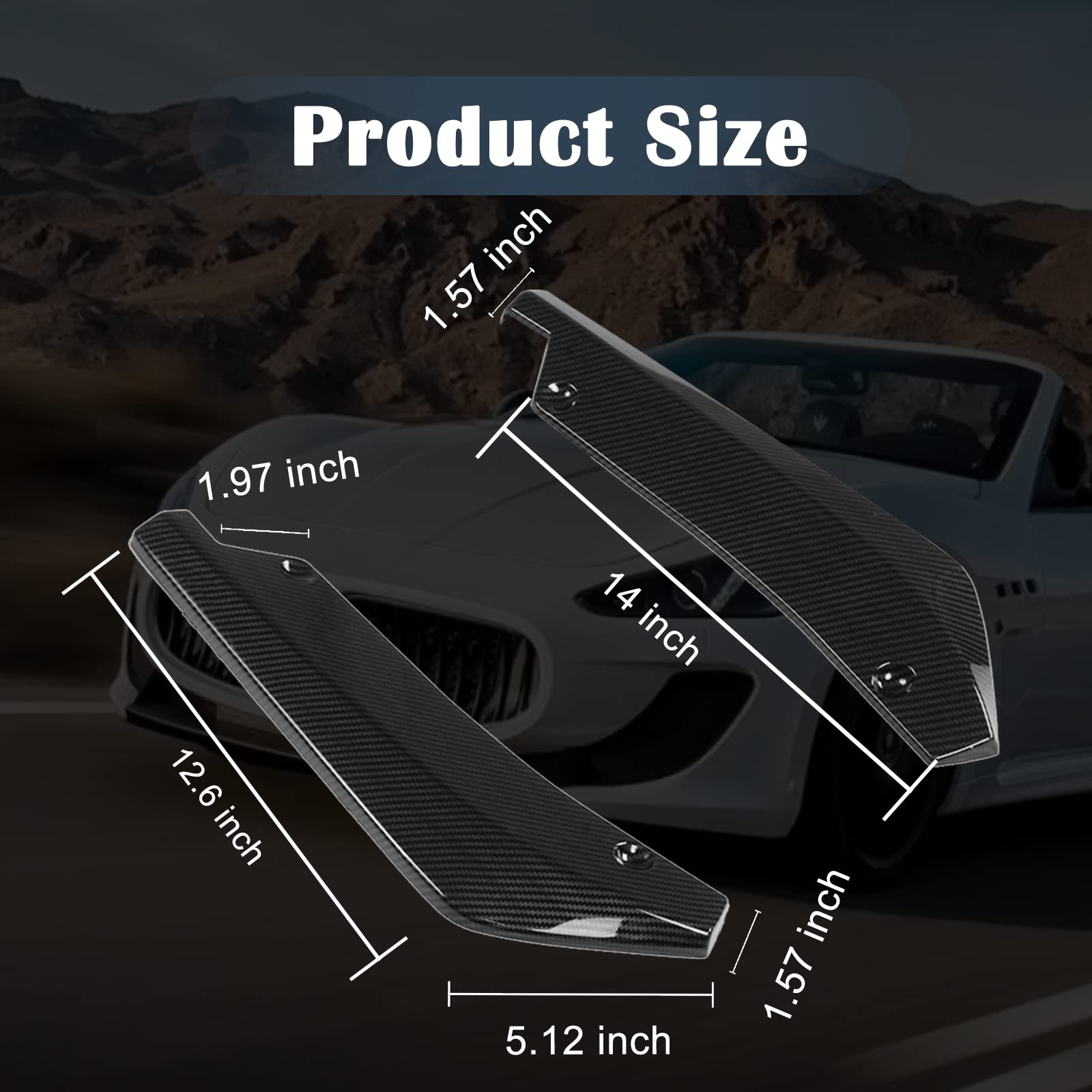 2 Pcs Car Rear Bumper Guard Diffuser Splitter Front Bumper Lip Body Kit Vehicle Blade Rear Shovel, Side Fender Skirt Lip Splitte