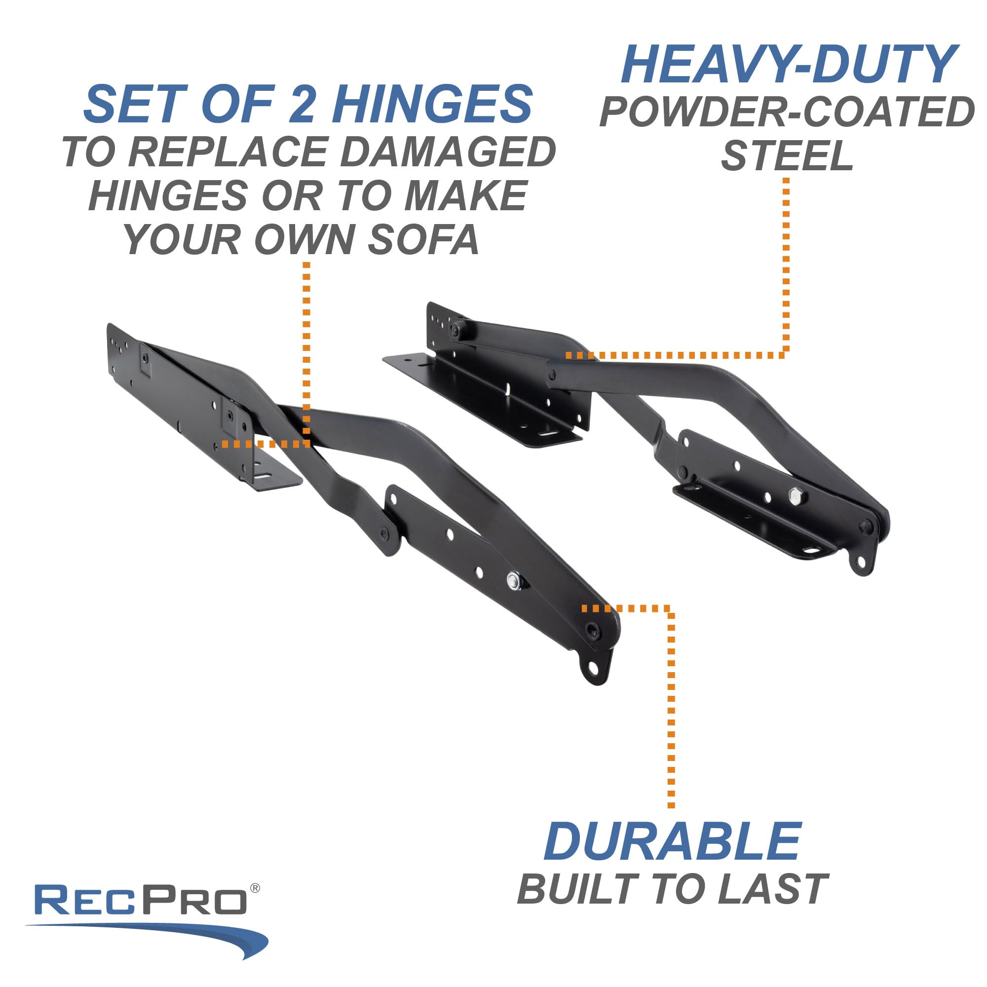 RecPro RV Roll Over Sofa Bed DIY Kit | Fold Down Sofa Hardware | Camper Van Wall Mount Hinge Kit