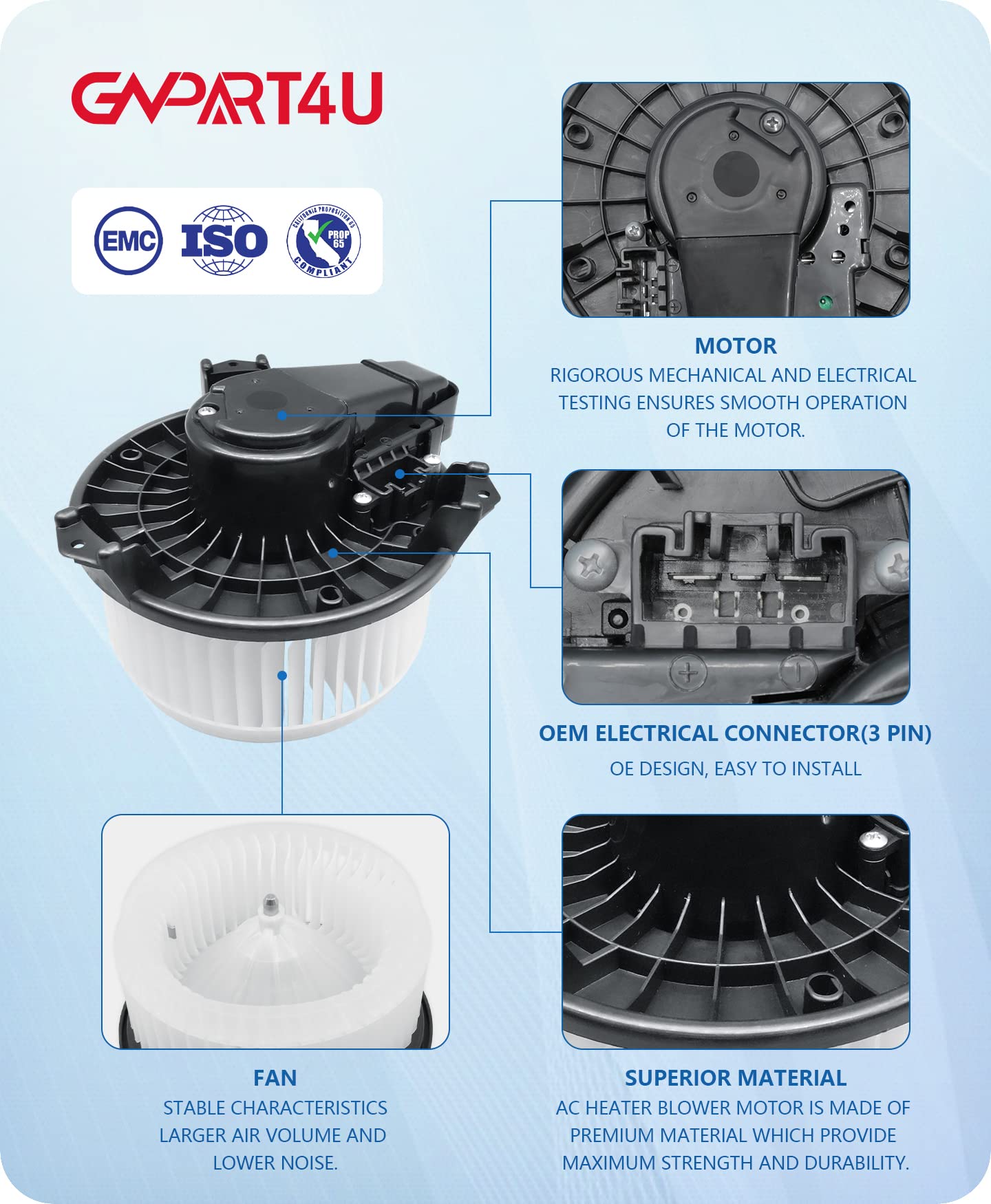 GVPART4U Front Blower Motor for Toyota Tundra, Camry, 4Runner, Highlander, Venza, Avalon 2007-2018, Lexus OE PM9351