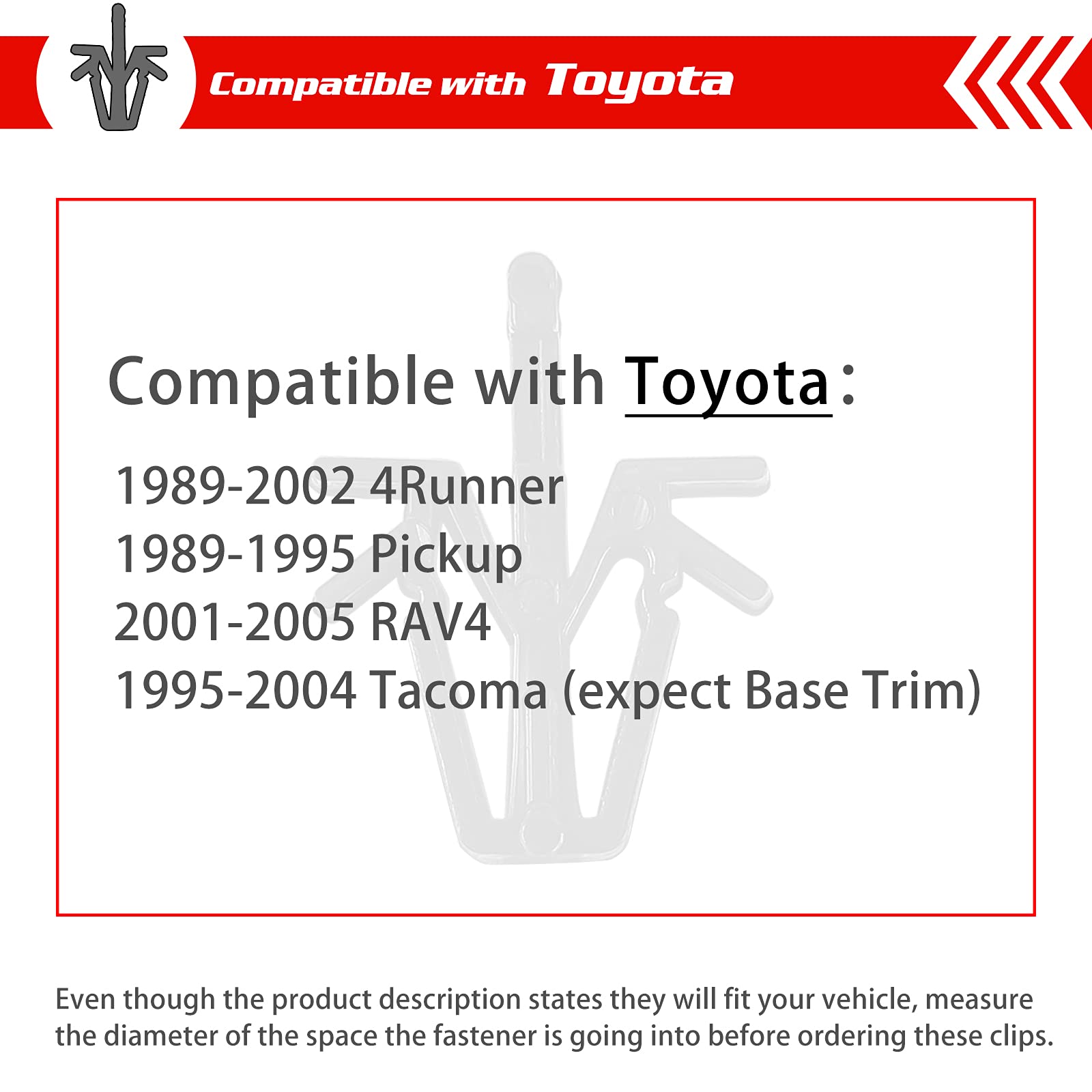 OTUAYAUTO 30PCS Grill Clips Retainer - Length 17mm Interior Trim Panel Grille Fastener Replacement for Toyota 4Runner 89-02, Pic