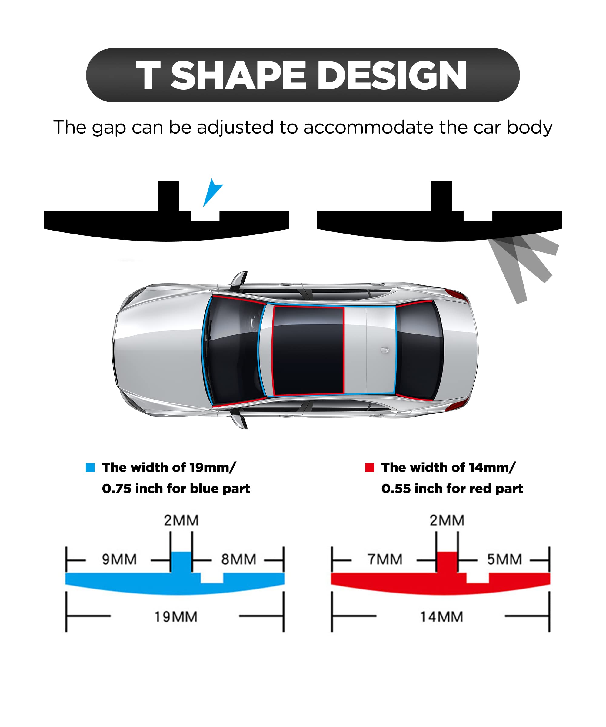 Yakefly 2 Pieces Windshield Rubber Seal Windshield Trim Stripping,22 Ft Windshield Rubber Seal,Car Weather Stripping T Shape Sealing Strip For Car Front Rear Windshield