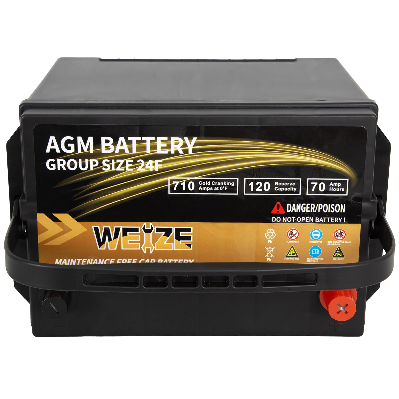 Weize Platinum Agm Battery Bci Group 24F Automotive Battery, 120Rc, 710Cca, 36 Months Warranty