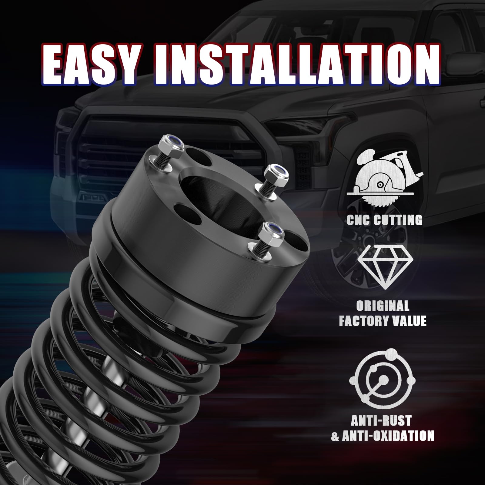 3 Inch Front Leveling Lift Kits For 2006-2022 Ram 1500, 3'' Forged Front Strut Spacers Suitable For Ram 1500 2006-2022