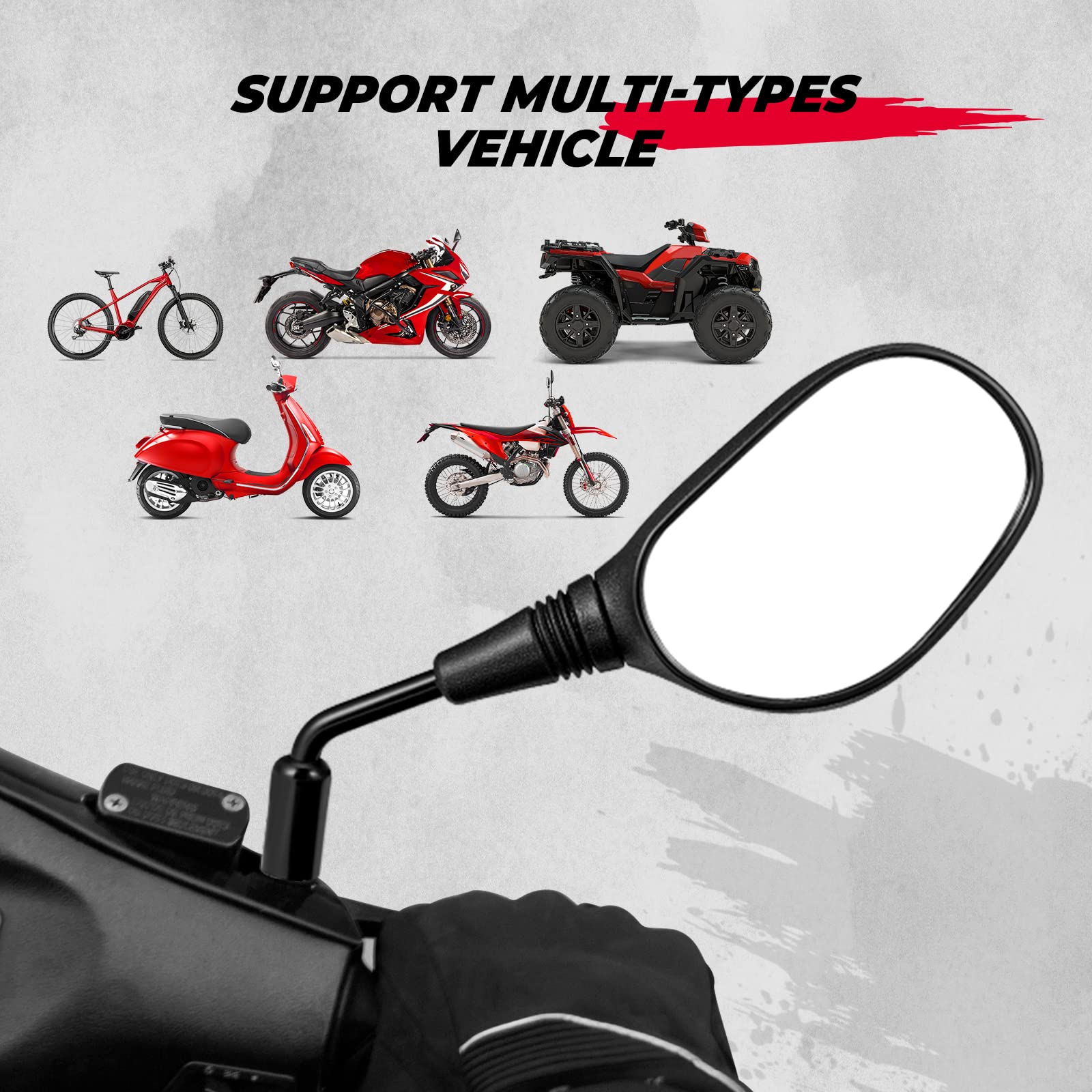 Kemimoto Atv Mirrors, 8Mm 10Mm Motorcycle Mirrors For Handlebar Atv Accessories Compatible With Scooter Snowmobile Mope, 360 Deg