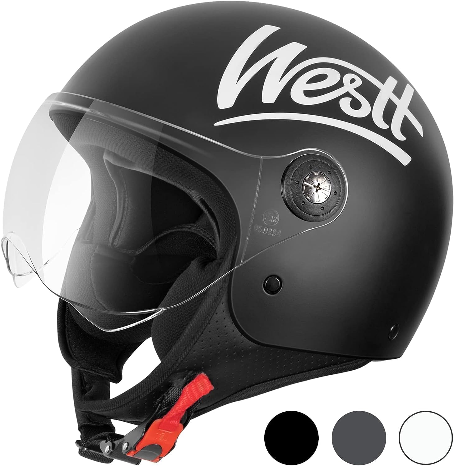 Westt Open Face Helmet - Motorcycle Helmet Moped 3/4 Half Vespa Vintage with Visor- Helmets for Adults DOT Touring Men Women Sco