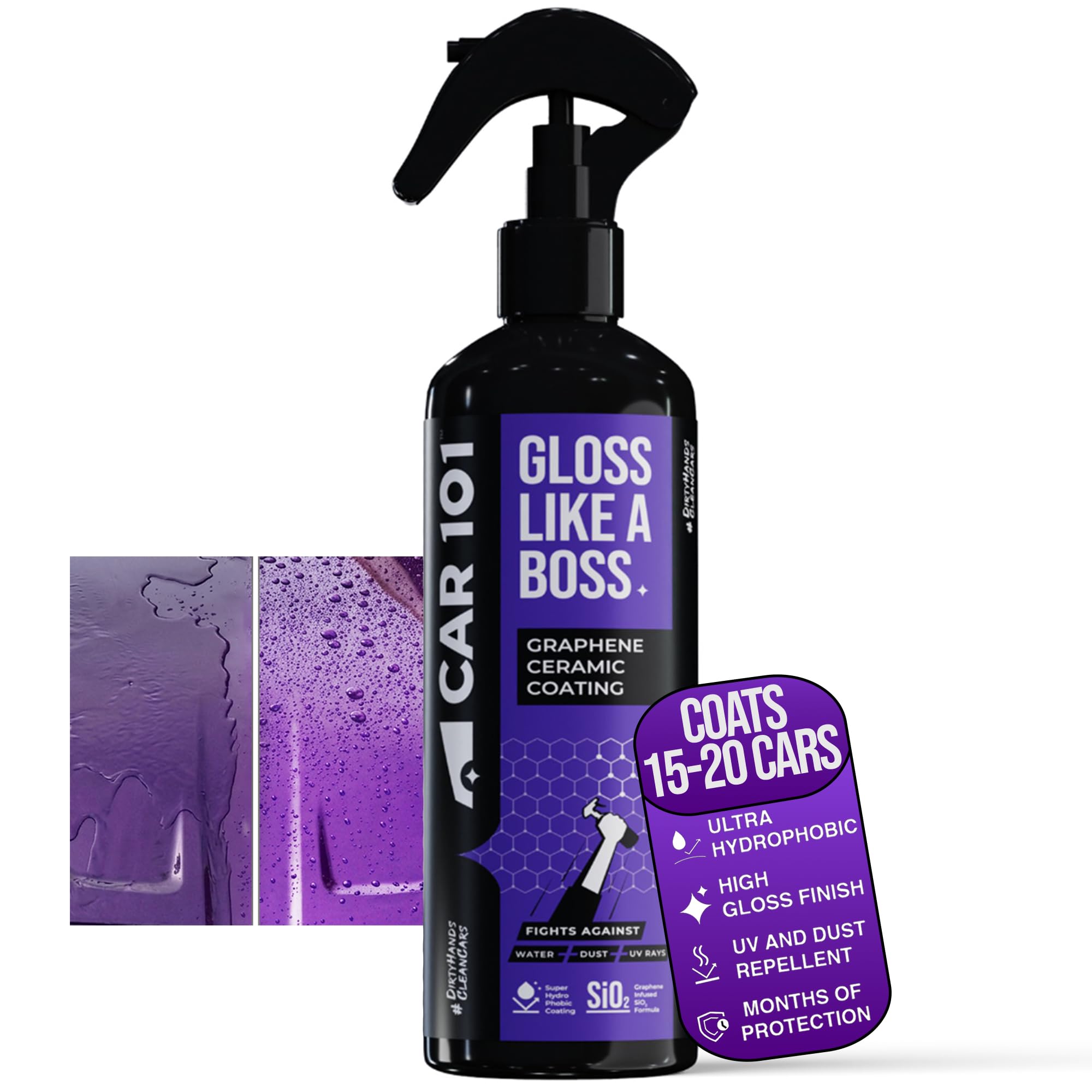 CAR101 Graphene Coating Spray  300ml | Ceramic + Hydrophobic Finish | Advanced UV Protection | Extreme Gloss | Easy DIY Applica