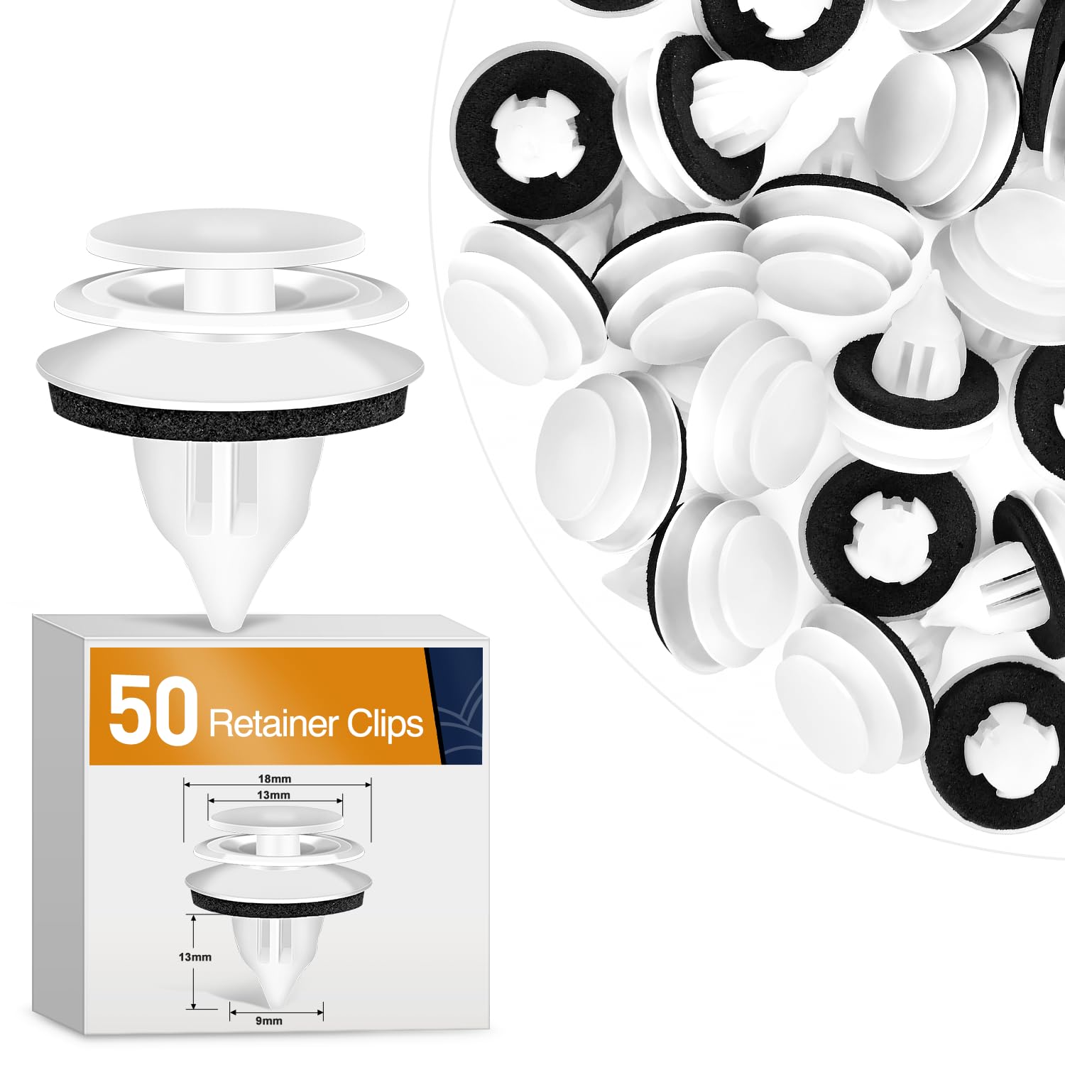 Gooacc 50Pcs Door Trim Panel Clip With Sealer Compatible With Mazda Gj6R-68-Abx Gj6R68Ab2 Mazda Miata, Rx-8,Cx-9, Mazda 3, Mazda