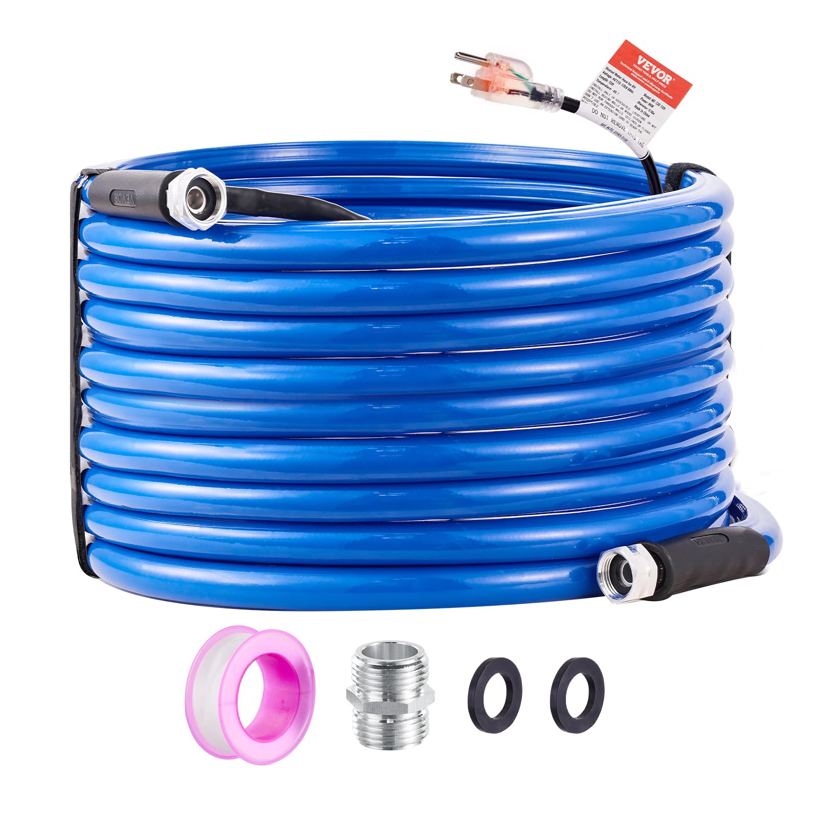 VEVOR 75ft Heated Water Hose for RV, Heated Drinking Water Hose Antifreeze to -45F, Automatic Self-regulating, 5/8 I.D. with 3/4