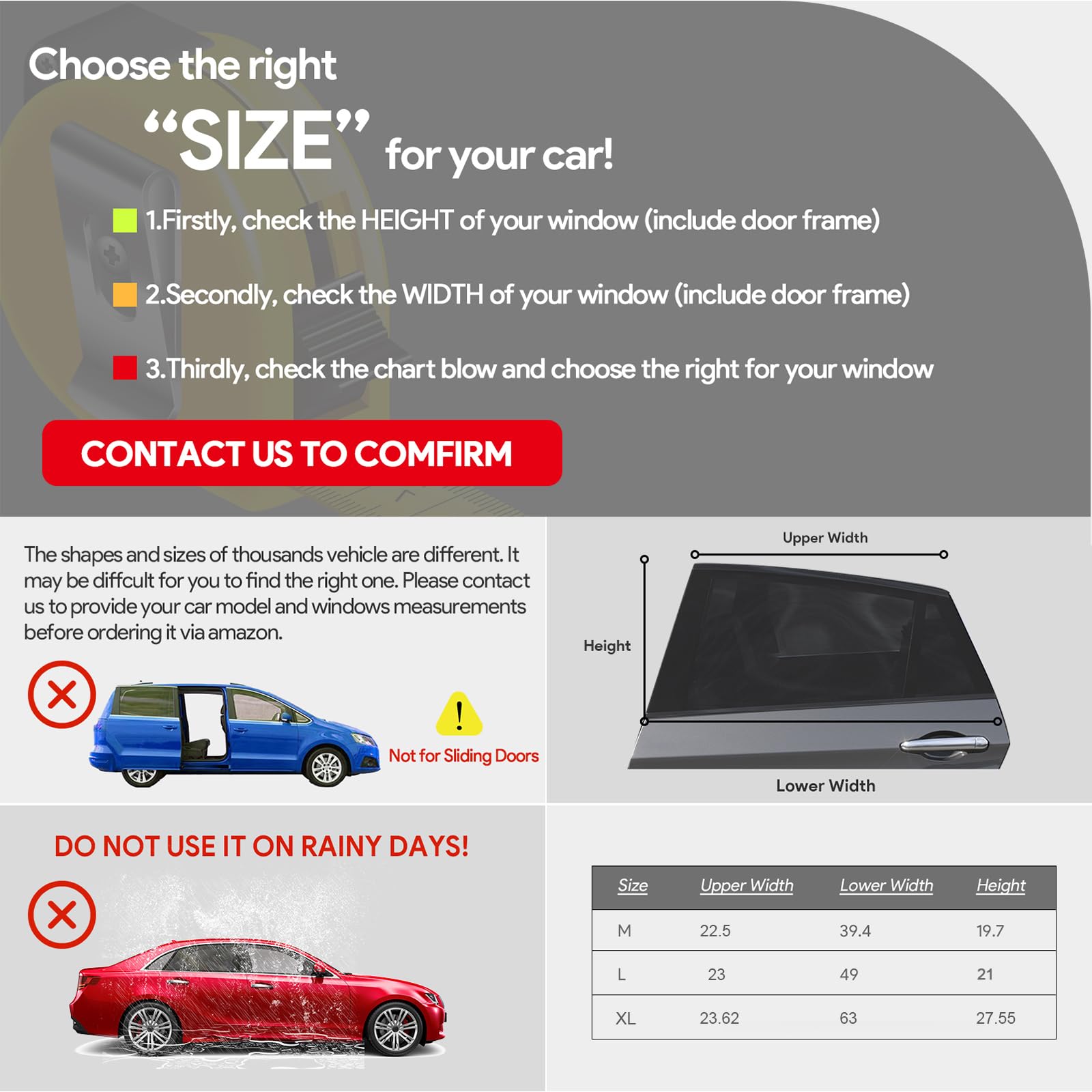 AUGOLA Car Window Shades, 2 Pack Large Breathable Mesh Sun Screens for UV Protection - Ideal for SUVs, Trucks, Vans, and Camping