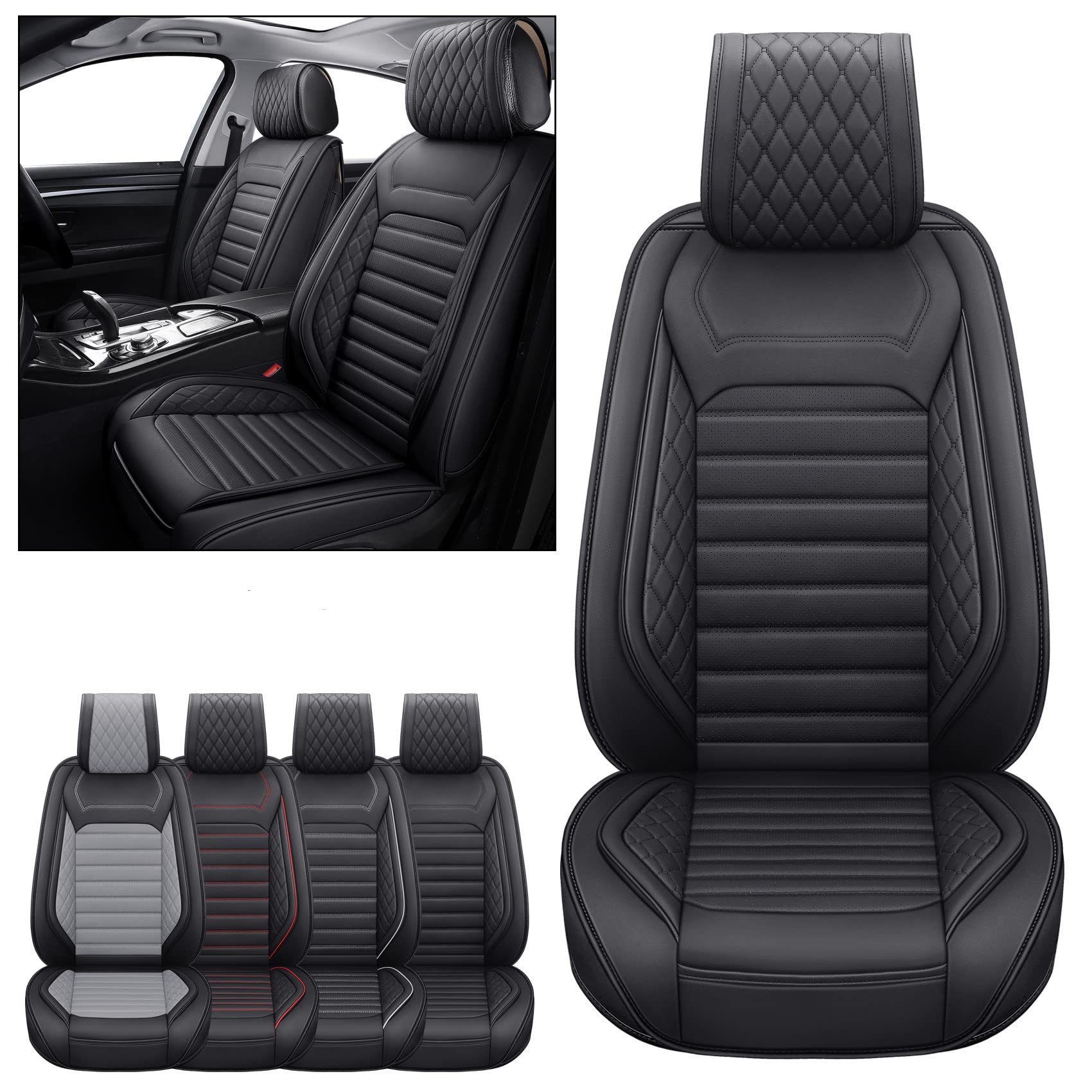 Aierxuan Front Car Seat Covers Universal Fit for Toyota Highlander Prius Camry Rav4 Yaris Sienna FJ Cruiser Outback Honda Jeep F