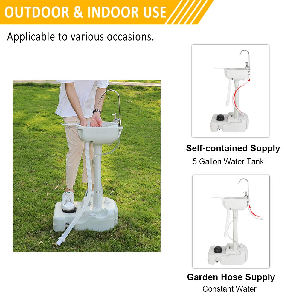 Vingli Upgraded Portable Sink And Toilet Combo| Self-Contained 5 Gal Hand Washing Station & 5.3 Gal Flushing Toilet, Perfect For