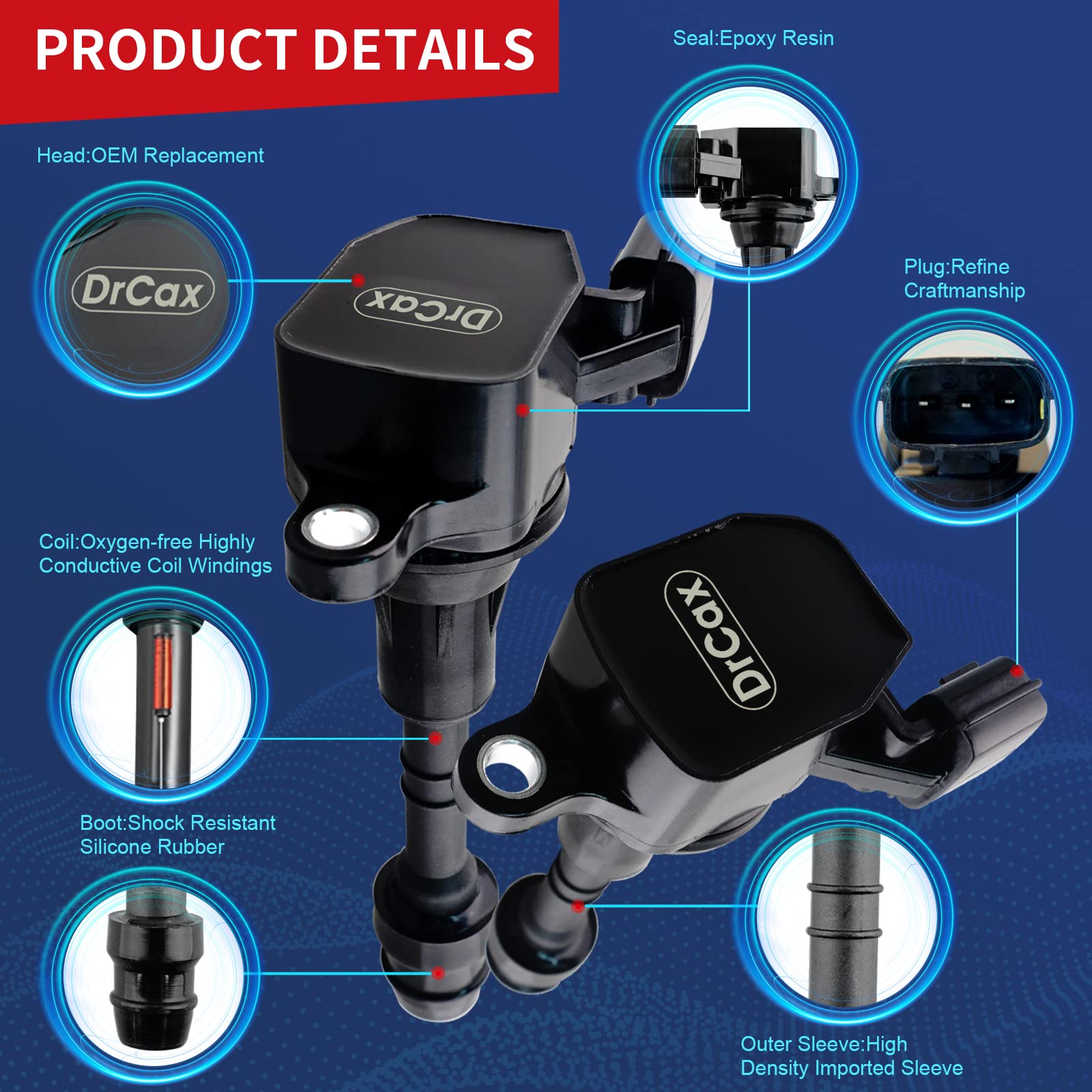 Drcax Oem Ignition Coil Compatible With Nissan Altima Frontier Maxima Murano Nv1500 Nv2500 Pathfinder Quest Xterra, Infiniti I35