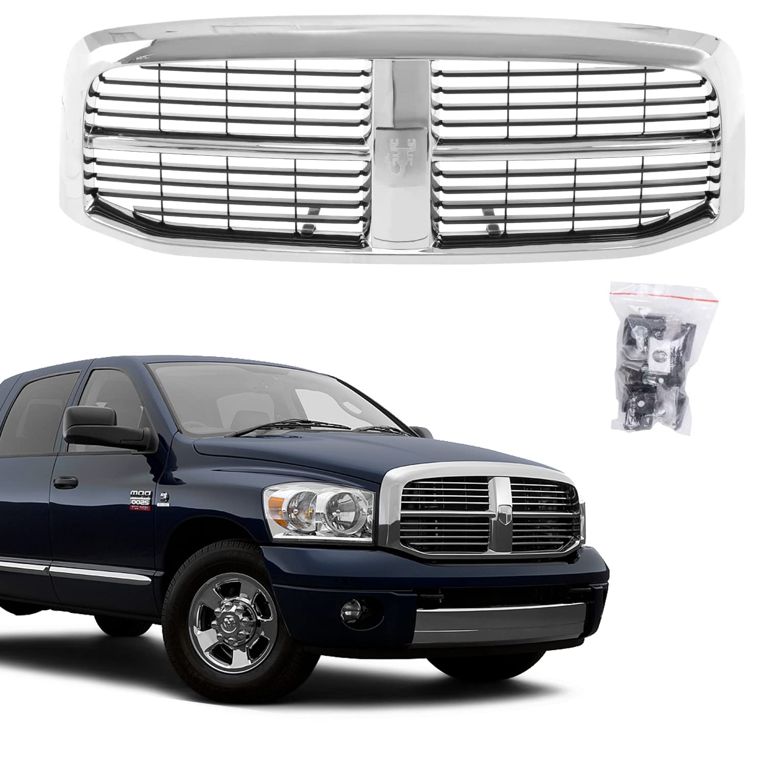 Carpartsdepot Front Grill Grille Assembly New Replacement Fit For Dodge 2006-2008 Ram 1500 2006-2009 Ram 2500/3500 Pickup Truck 